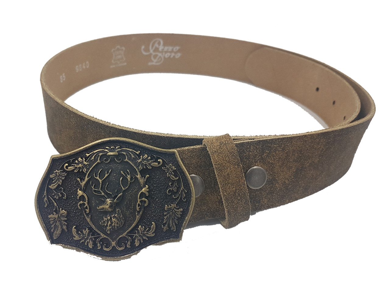 Pezzo D'oro Ledergürtel Ledergürtel baun/olive Schließe günstig online kaufen
