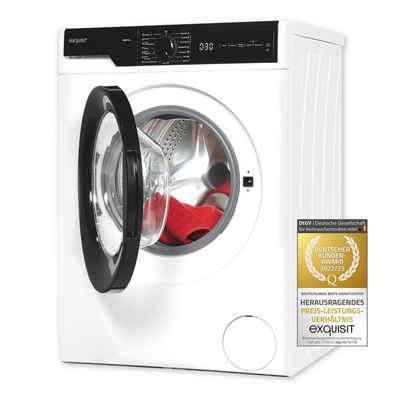 exquisit Waschmaschine WA8114-060A, 7,00 kg, 1330 U/min, energiesparende Familien-Waschmaschine mit Kindersicherung