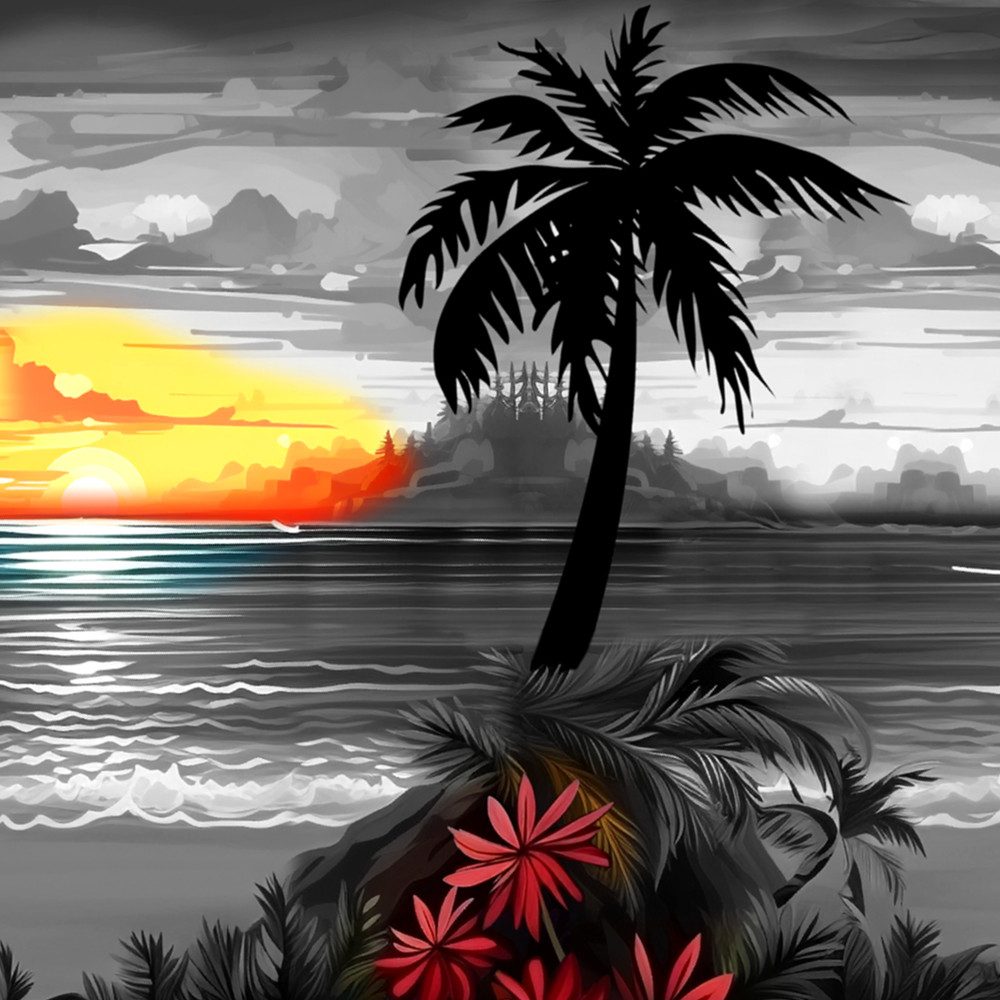 Hawaiihemdshop.de Hawaiihemd Hawaii Hemd Herren Baumwolle Kurzarm Hawaiihemd mit Palmen und Meer – Bild 5 von 5
