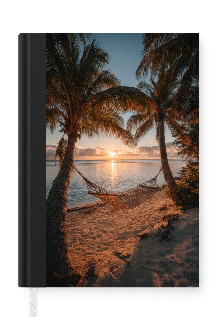 MuchoWow Notizbuch Palmen - Hängematte - Strand - Sonnenuntergang, Notebook, Notizblock a5, Tagebuch, Journal Liniert