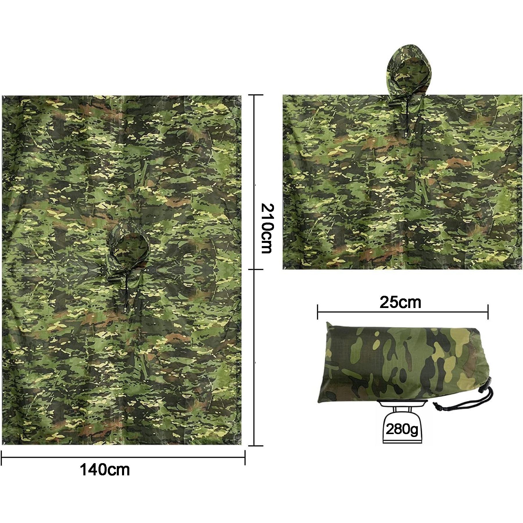 Mutig Regenmantel Leichter Wasserdichter Regenjacken, Atmungsaktiver Regenmantel (Wiederverwendbar mit Kapuze Faltbare, Schutzdecke Unterschlupf Plane Ideal, für im Freien Camping Wandern Angeln)