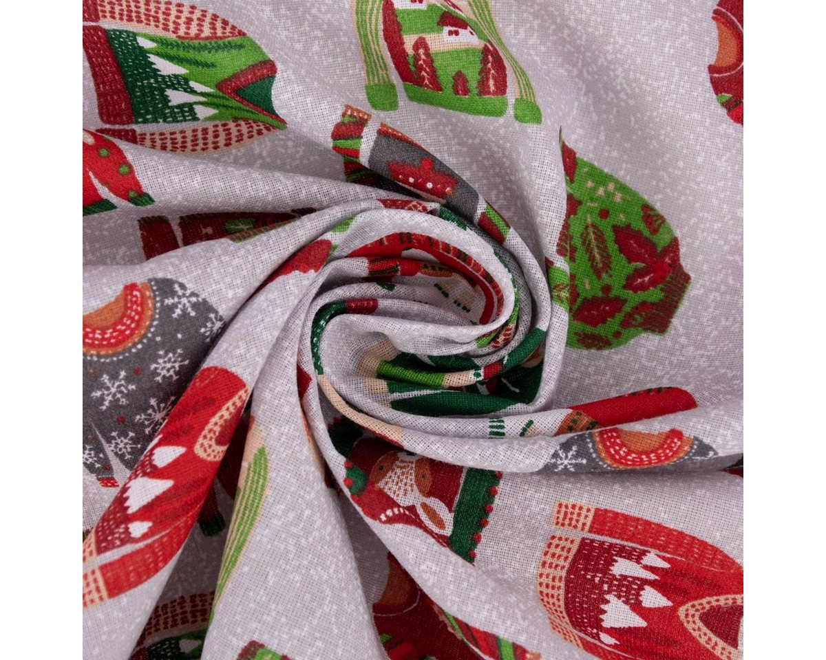 Thumbnail - SCHÖNER LEBEN. Stoff Baumwollstoff Weihnachten Weihnachtspullover grau bunt 1,40m Breite, pflegeleicht