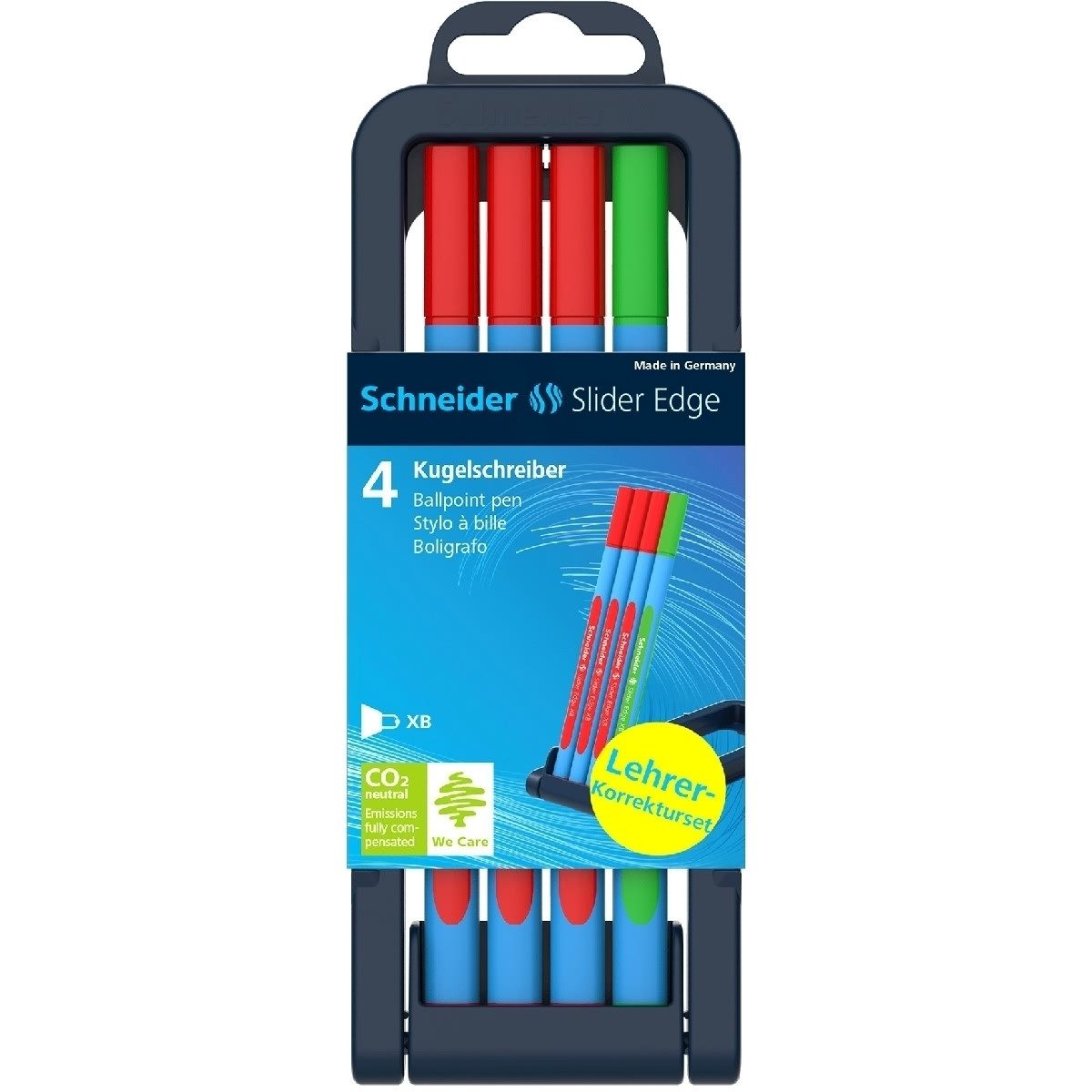 SCHNEIDER Kugelschreiber Kugelschreiber Slider Edge Kappenmodell XB sortiert Kartonetui VE=4 St