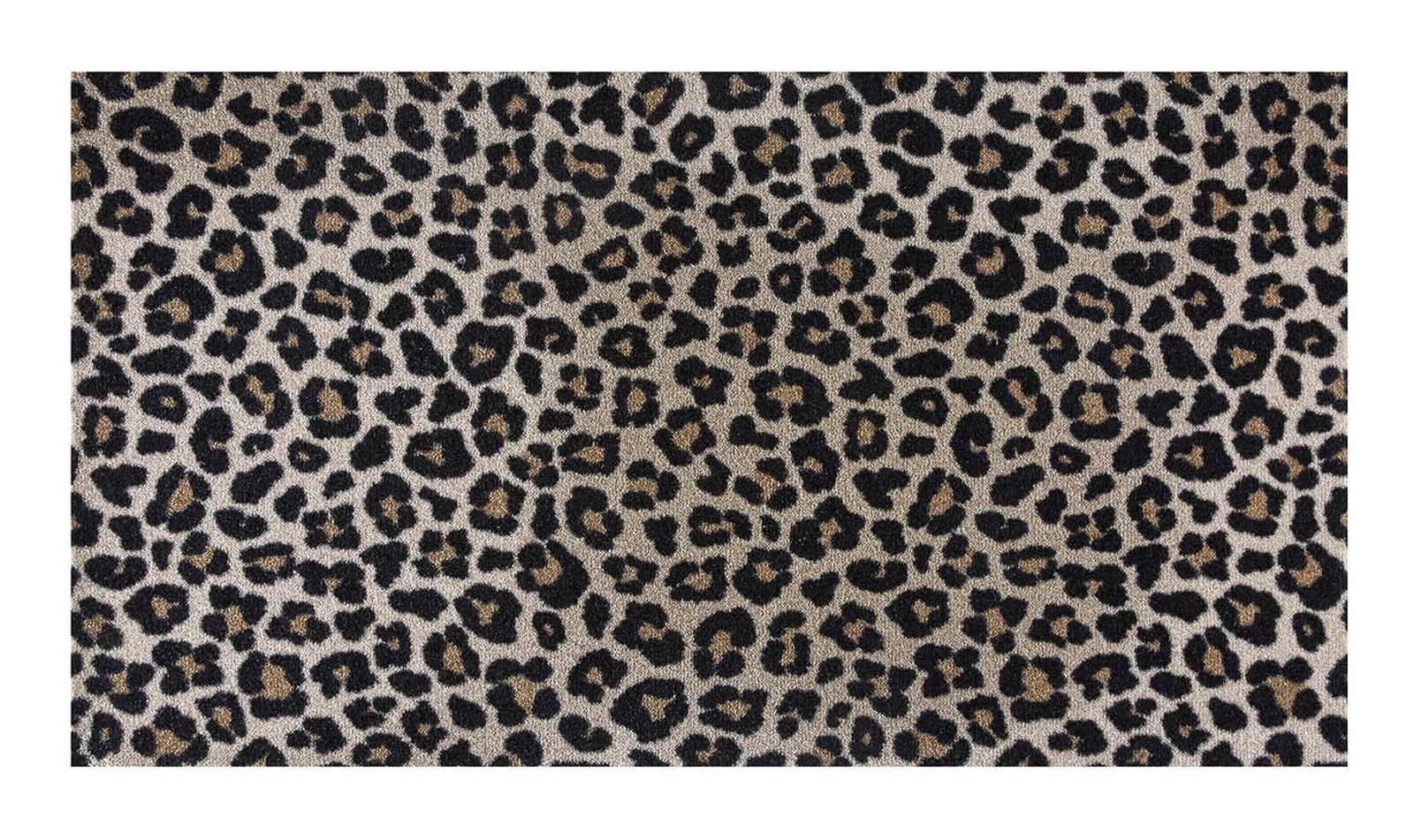 MD Entree Fußmatte Universal Teppichläufer Wohnzimmer Teppich, rechteckig, Höhe: 8 mm, bei 30° waschbar, anti-rutsch, 67 x 120 cm, Safari Leo, beige