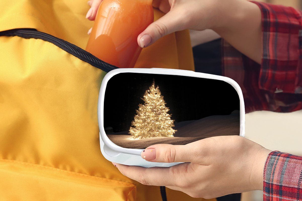 Kunststoff, und weiß Nacht, beleuchteter und Mädchen Lunchbox Kinder Weihnachtsbaum für Erwachsene, bei MuchoWow Jungs (2-tlg), Brotbox für Brotdose, Ein