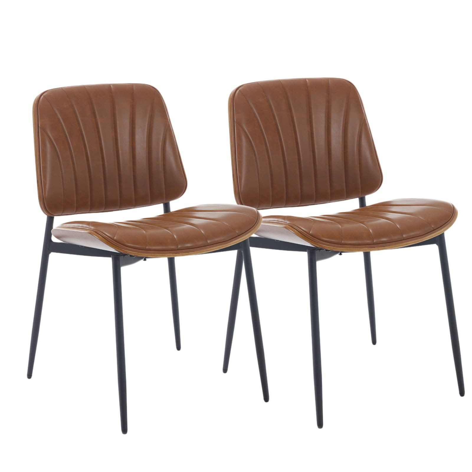 Esszimmerstuhl 2er Set Esszimmerstühle aus PU-Leder, armfrei für Küche/Wohnzimmer