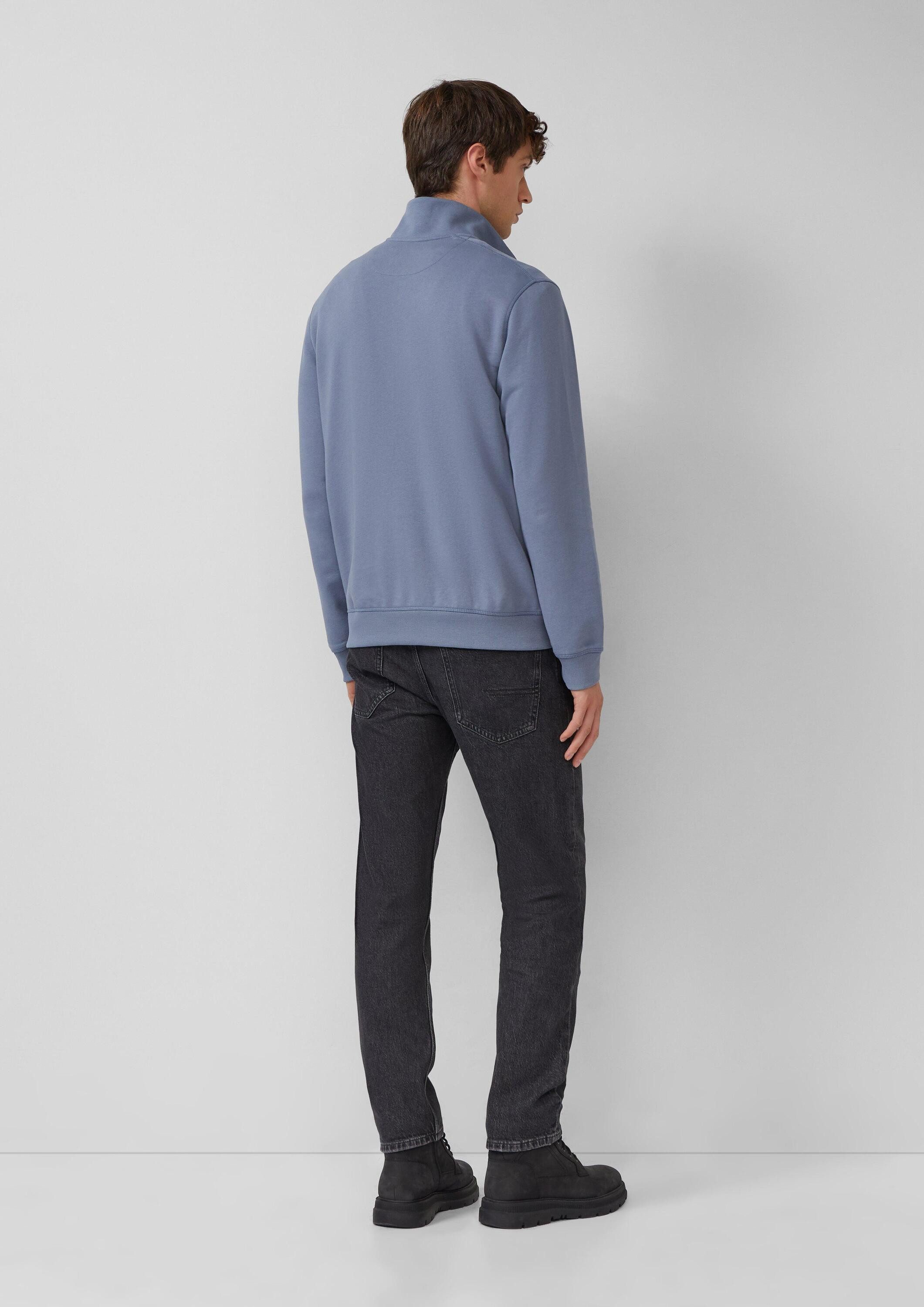 s.Oliver Sweatjacke Sweatshirt Jacke Sweatjacke aus Baumwollmix mit Stehkragen