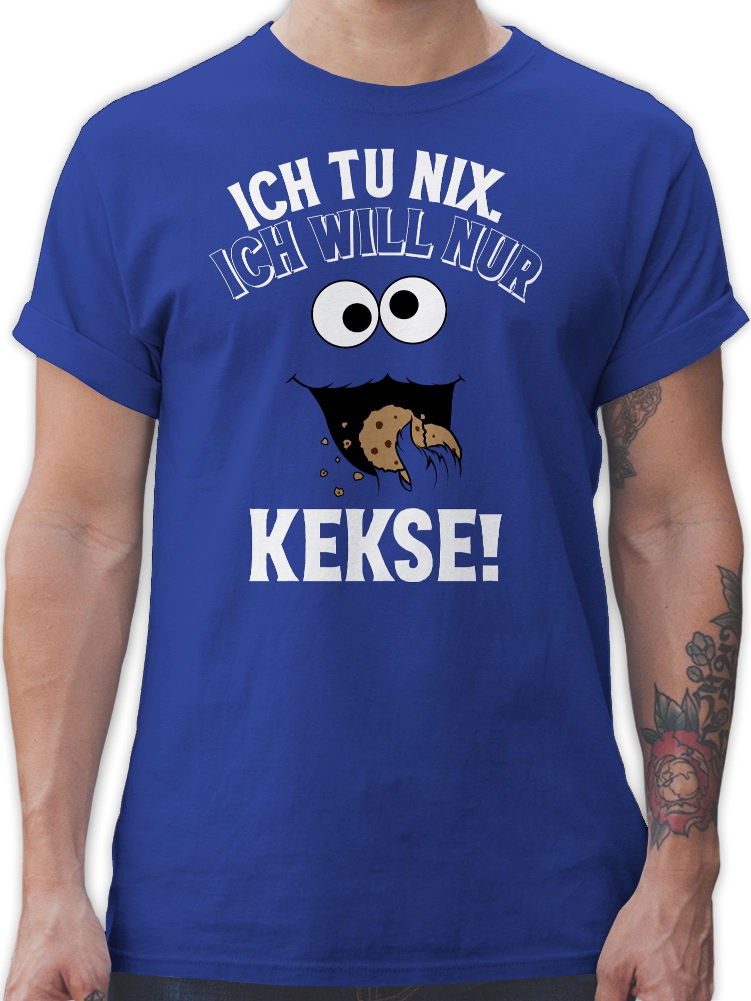 Shirtracer T-Shirt Ich tu nix Ich will nur Kekse - Keksmonster Cookie Monster Keks Karneval & Fasching 1 Royalblau