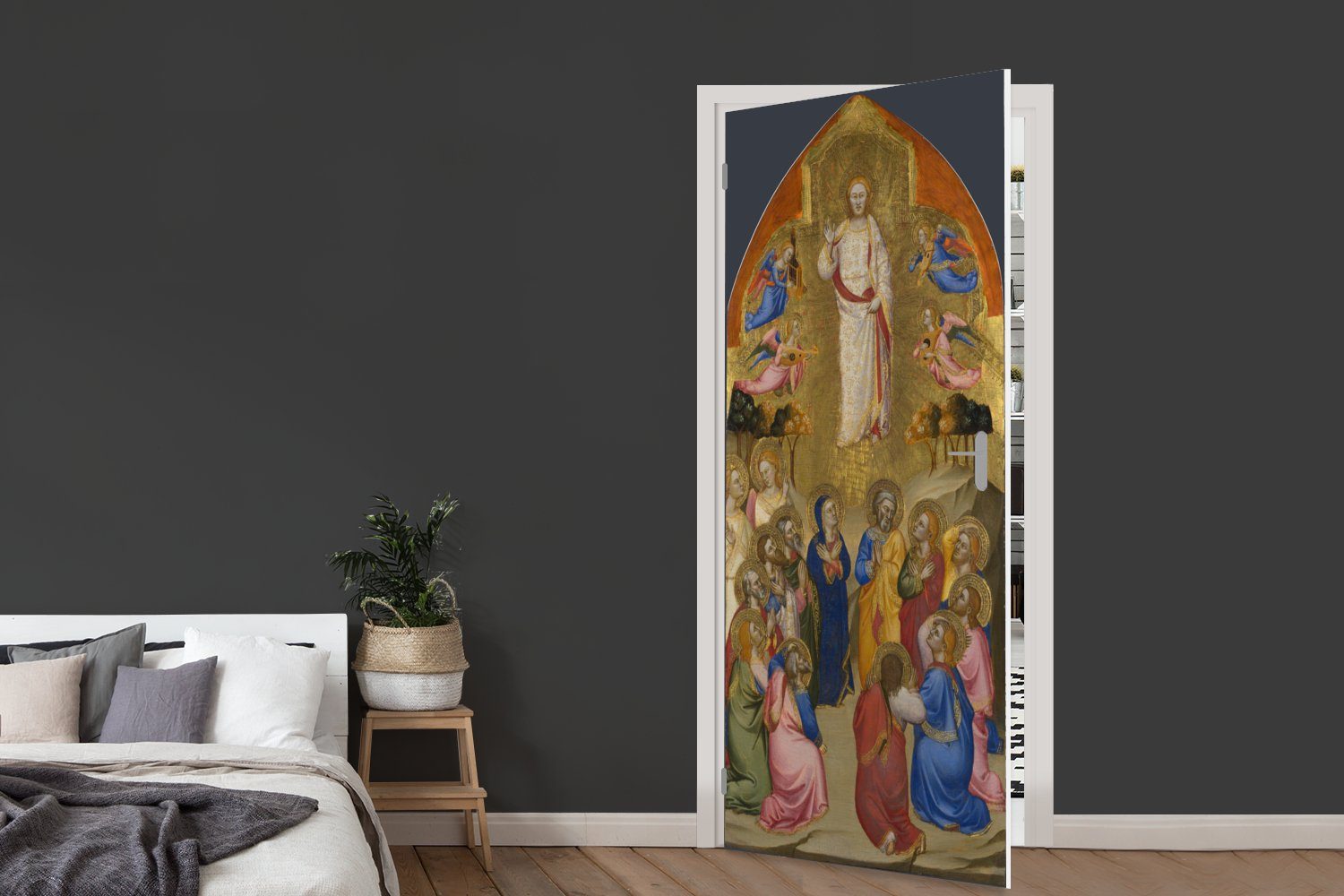 bedruckt, Himmelfahrt für Gemälde cm Jacopo Die (1 cione, Matt, von MuchoWow - Tür, Fototapete Türaufkleber, di Türtapete St), 75x205