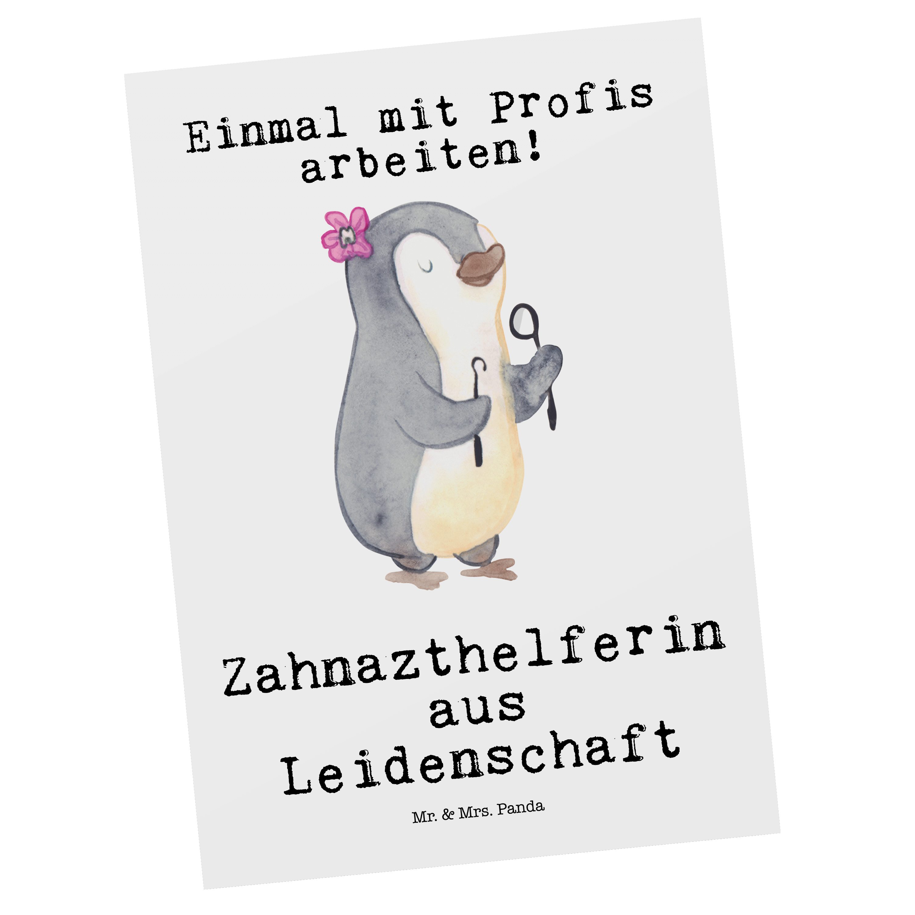 Mr. & Mrs. Panda Postkarte »Zahnarzthelferin aus Leidenschaft Weiß