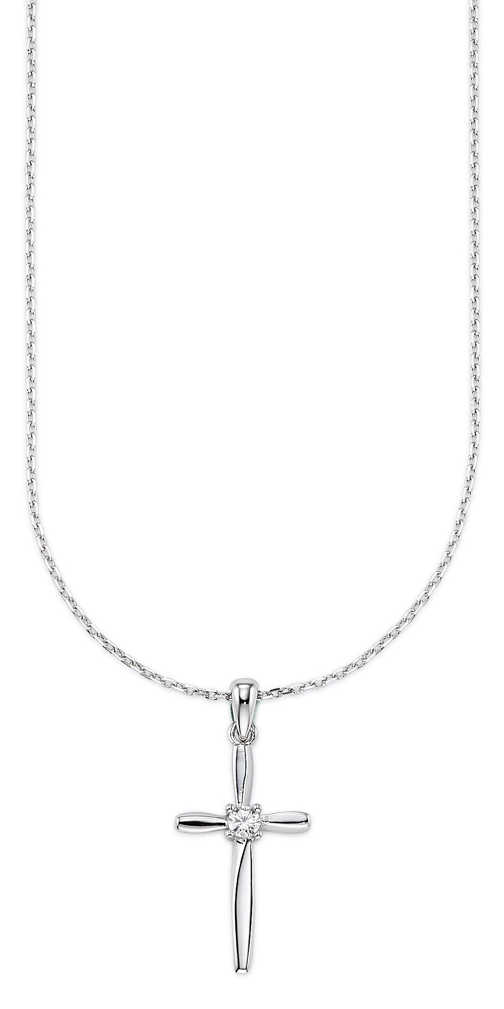 Bruno Banani Kette mit Anhänger Schmuck Geschenk Silberkette mit Anhänger Kreuz, mit Zirkonia (synth)