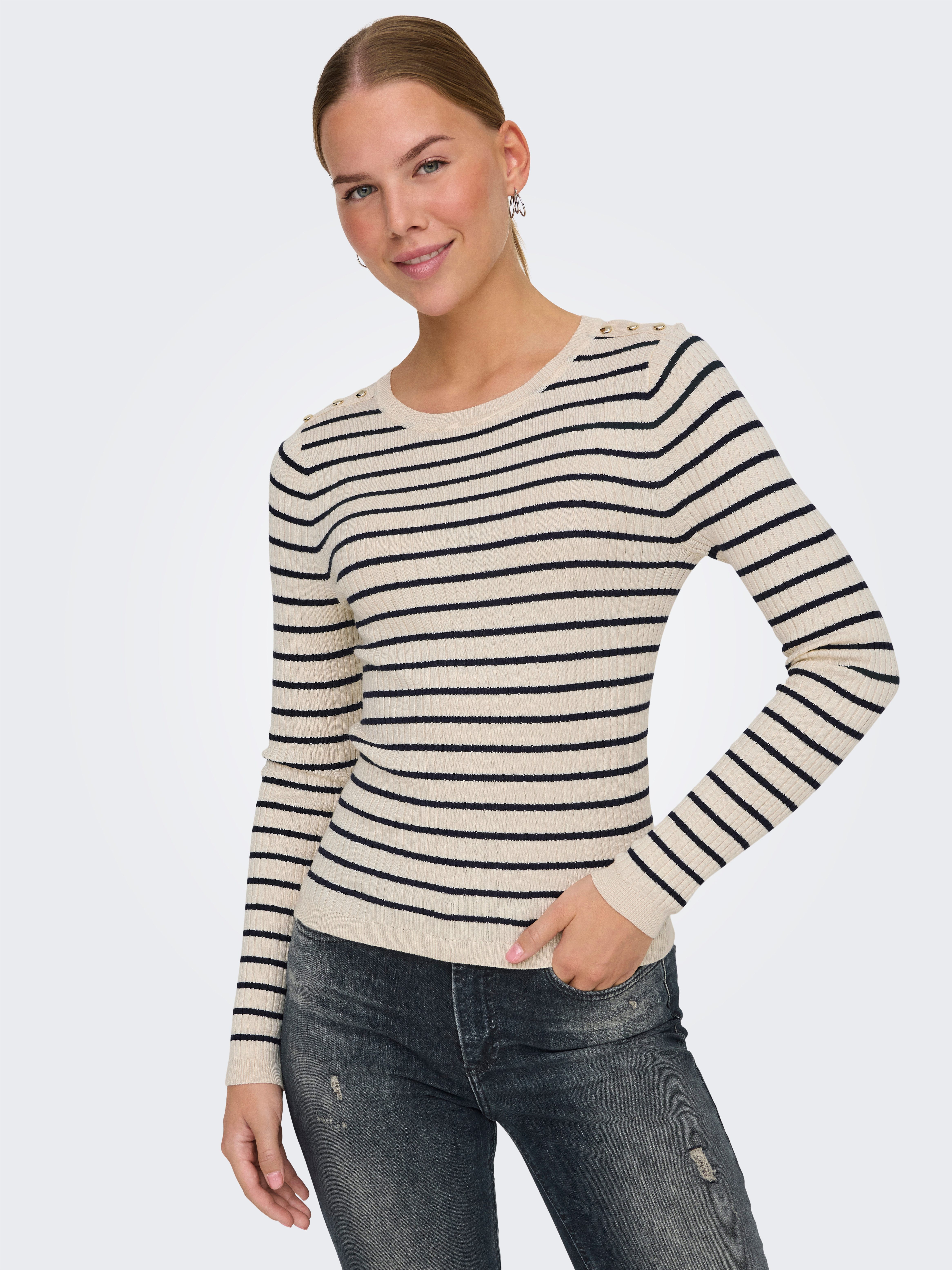 ONLY Strickpullover ONLMILA LS STRIPE BUTTON günstig online kaufen