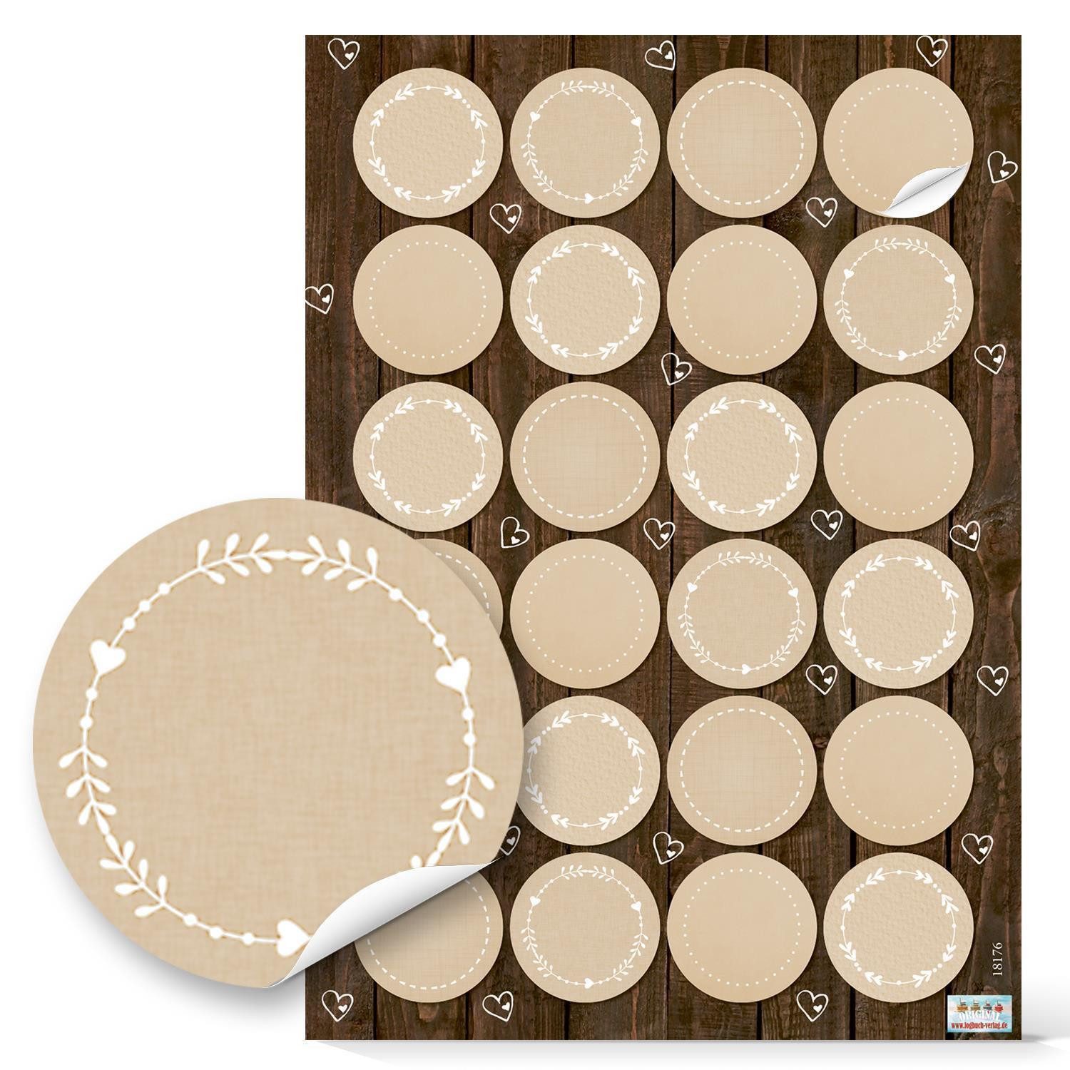 Logbuch-Verlag Dekofigur 24 beige natur Aufkleber leer blanko zum Beschriften Etiketten neutral