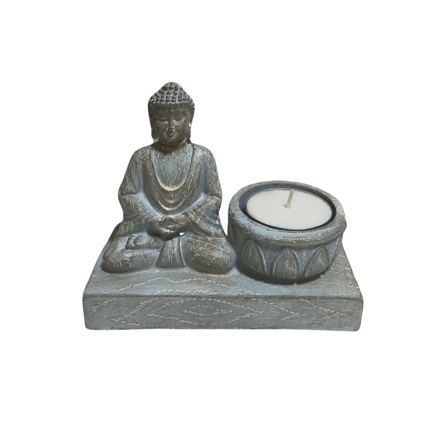 Radami Buddhafigur Buddha links Teelichthalter Kerzenhalter Kerzenständer Teelicht Halter