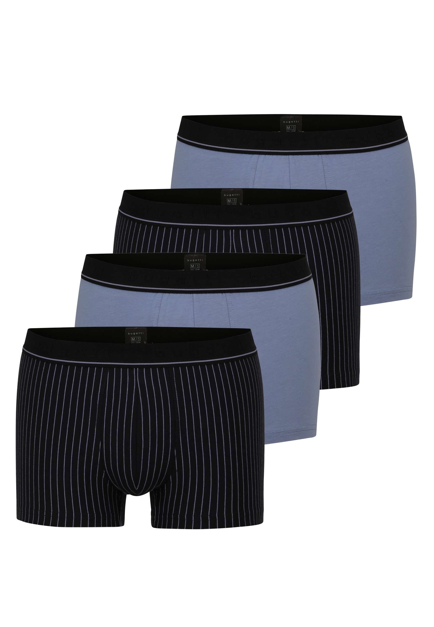 bugatti Boxershorts BUGATTI Herren Boxershorts Unterhosen 4er Pack (4-St) blau-dunkel-Streifen