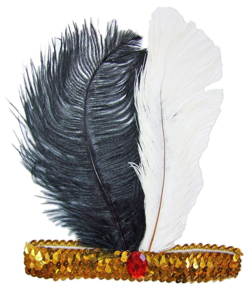 Das Kostümland Kostüm Charleston Feder Stirnband Gold günstig online kaufen