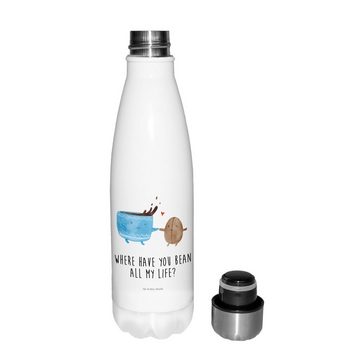 Mr. & Mrs. Panda Thermoflasche Kaffee Bohne - Weiß - Geschenk, Tiere, Glück, Tiermotive, Edelstahl, Einzigartige Geschenkidee