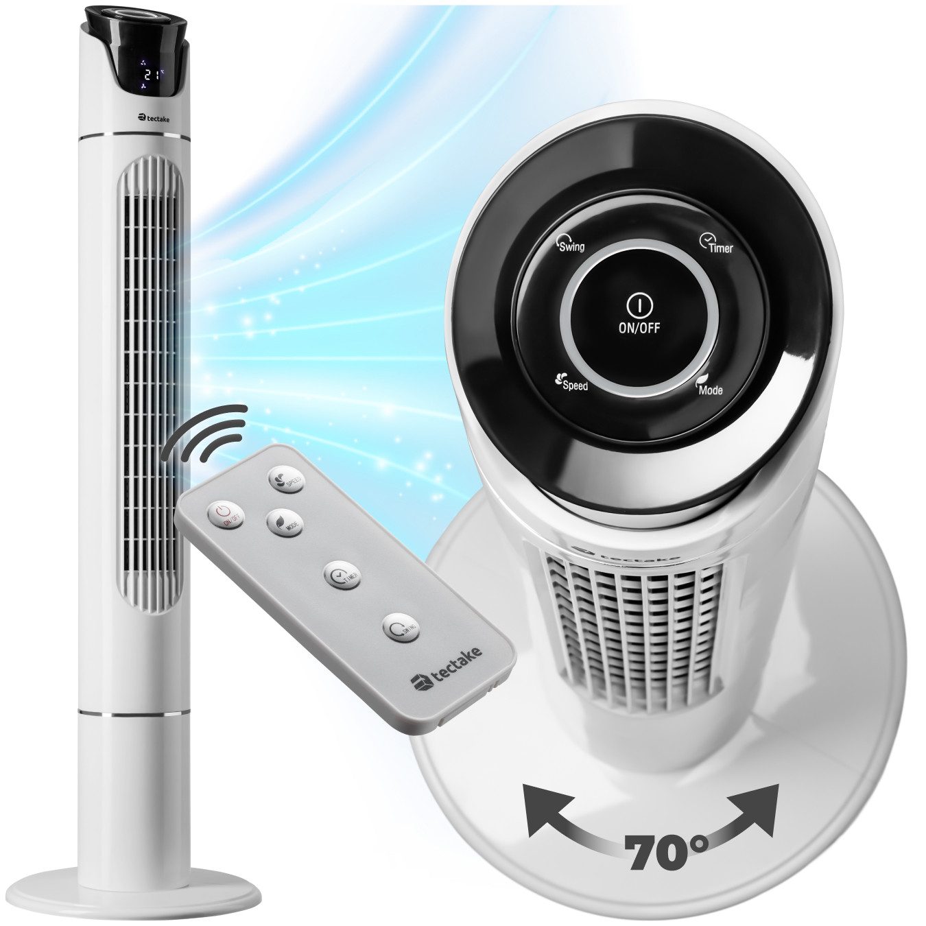 tectake Turmventilator Standventilator 110 cm, 3 günstig online kaufen