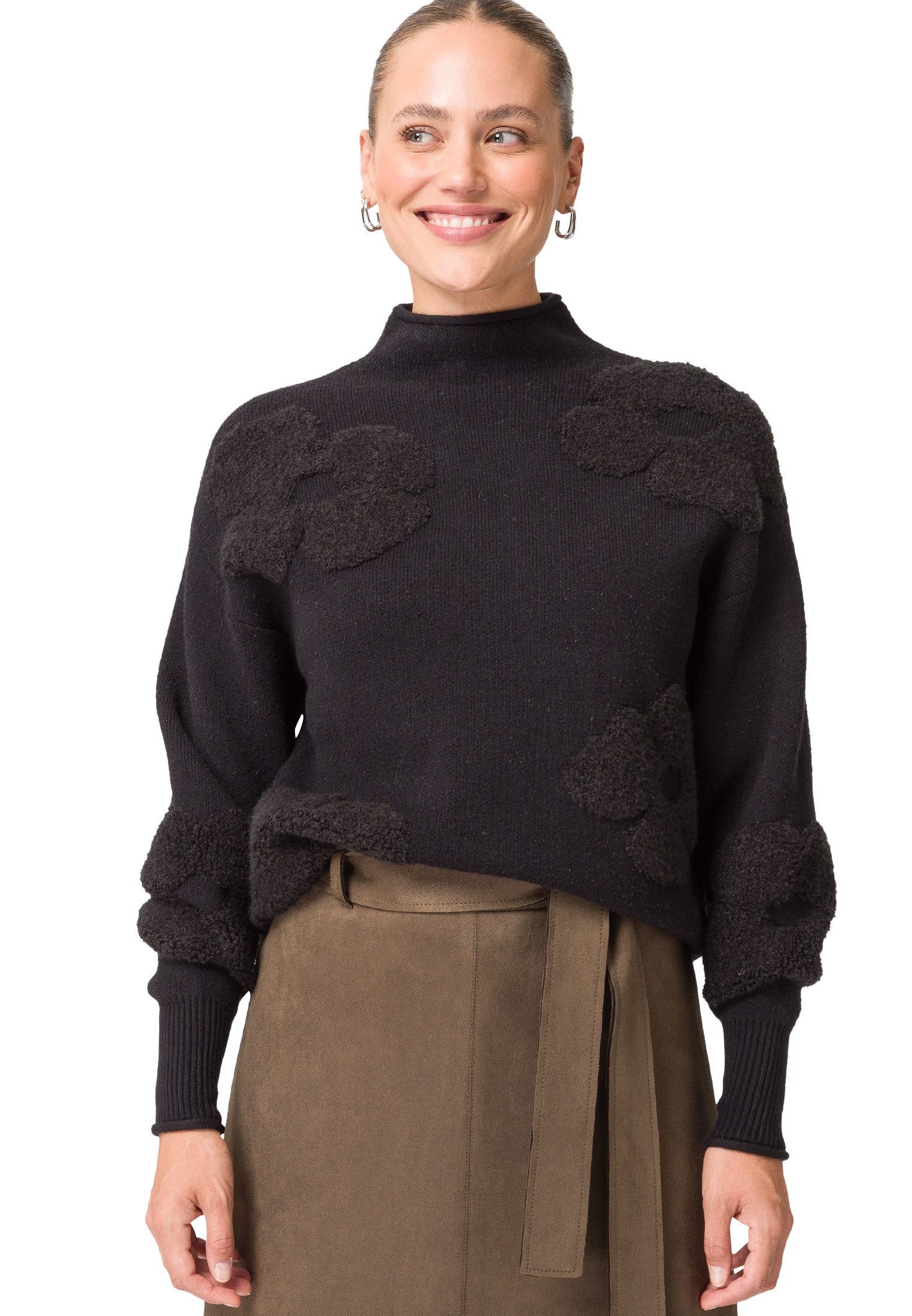 Strickpullover zero Pullover florales Strukturmuster