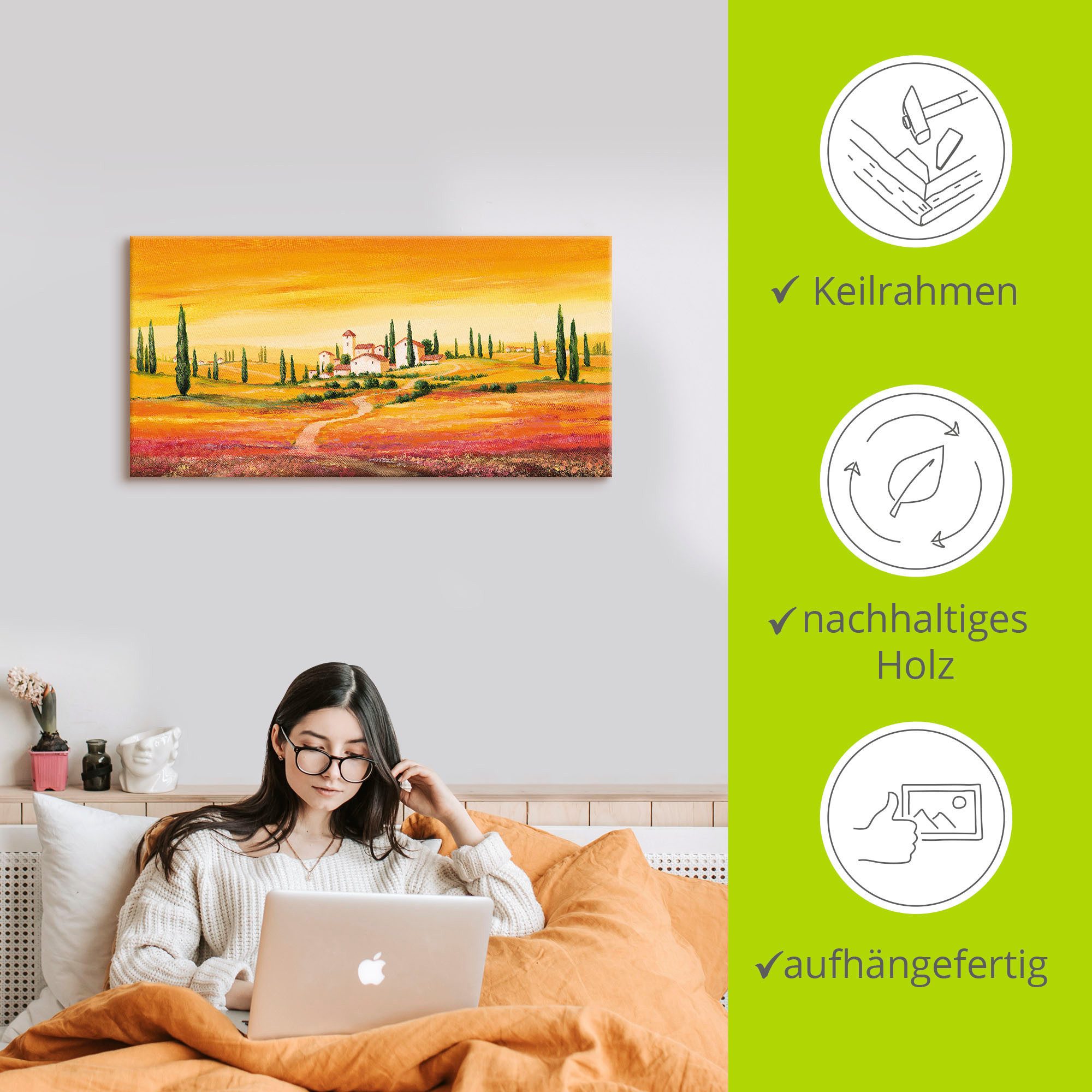 Artland Wandbild Traumhafte toskanische Landschaft, Europa (1 St), als Alubild, Leinwandbild in verschied. Größen – Bild 5 von 5