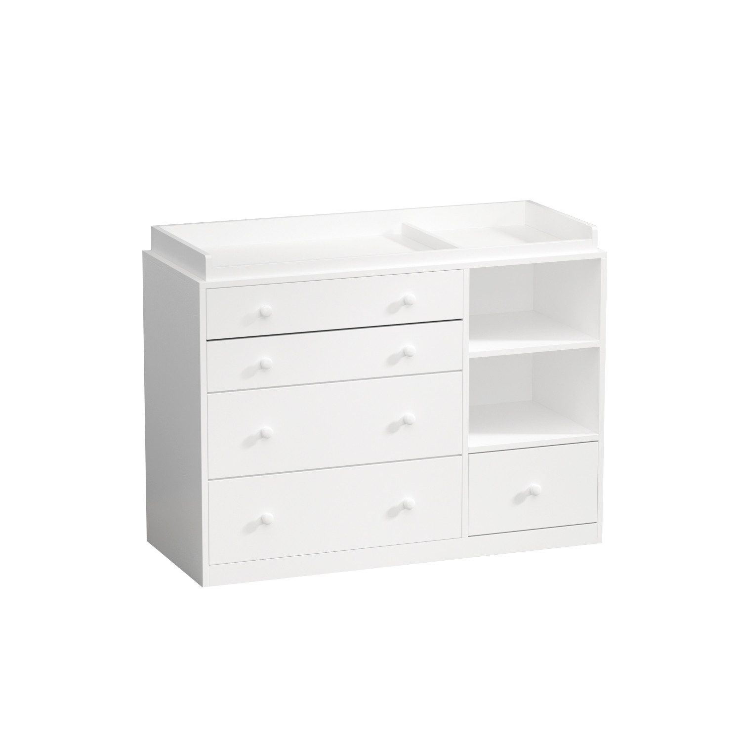 HOMSEE Kommode Baby-Wickelkommode mit 5 Schubladen und 2 Offenen Ablagefächern (1 St), Ideal als Nachfolgemöbel für Kinderzimmer-Stauraum