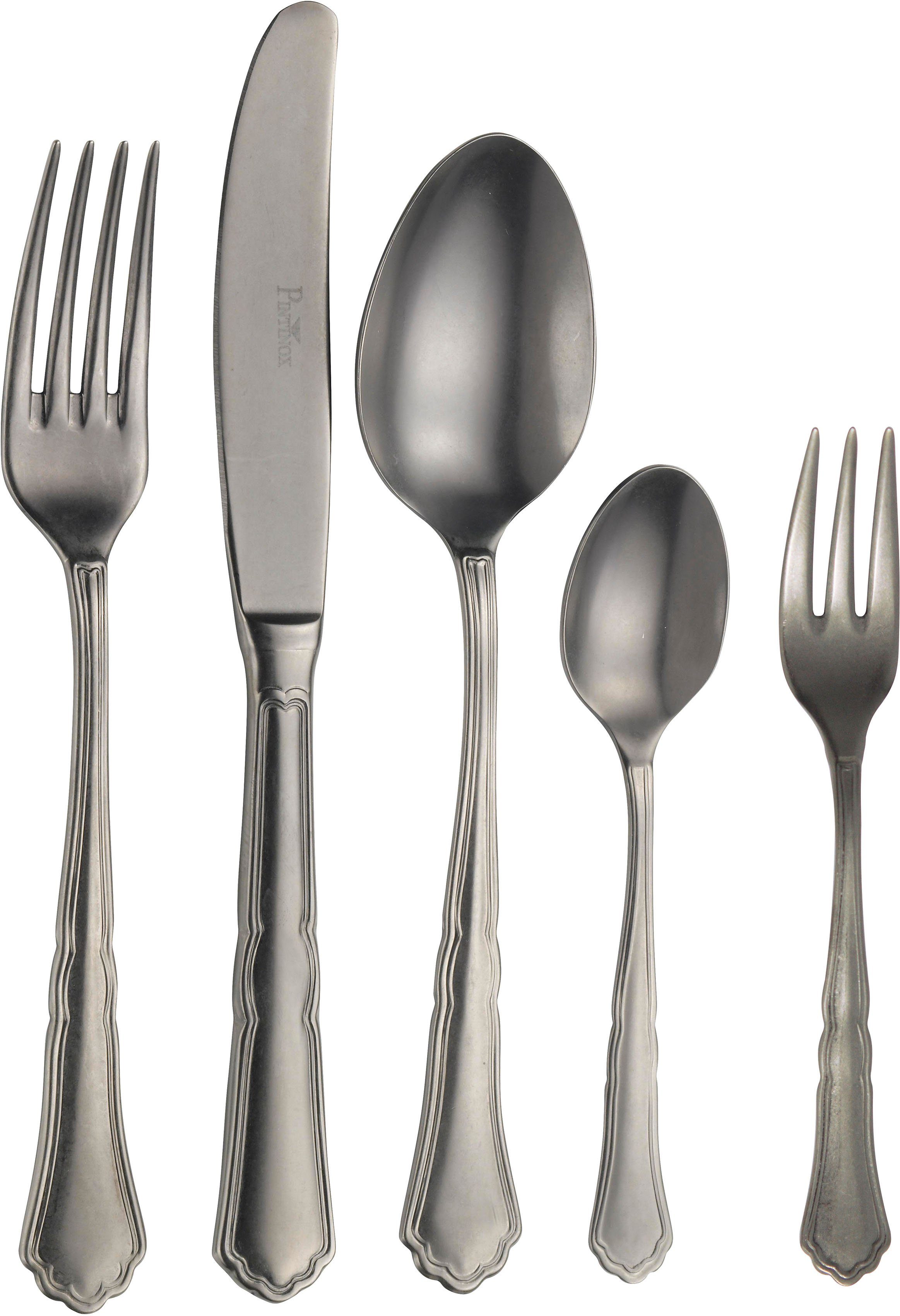 PINTINOX Besteck-Set Settecento Alchemique Titan (30-tlg), 6 Personen, Edelstahl 18/10, Optik Titan SW PVD Beschichtung