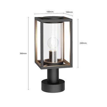 Lucande Sockelleuchte Ferda, dimmbar, Leuchtmittel nicht inklusive, Modern, Aluminium, Glas, grafitgrau (RAL 840-M), 1 flammig, E27