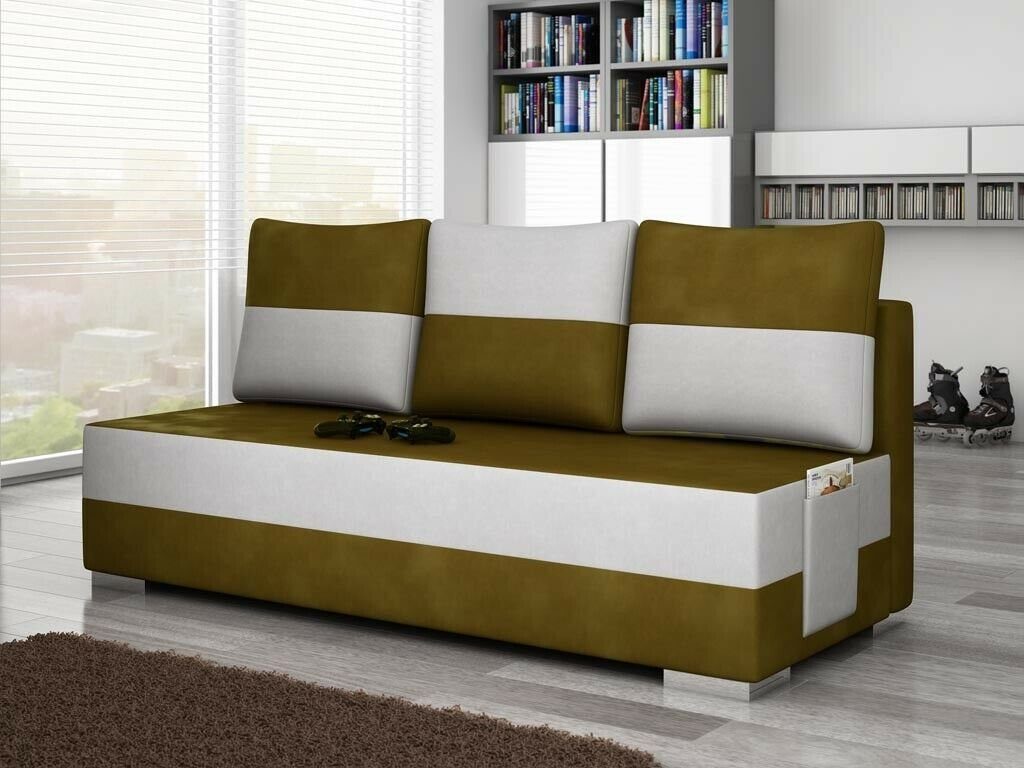 JVmoebel Sofa Braun-weißer Dreisitzer luxus Sofa 3-er Textilmöbel Couch Neu, Made in Europe Hellbraun / Weiß