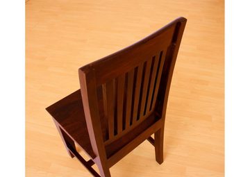 Massivmoebel24 Holzstuhl OXFORD (46x52x100 Akazie montiert, Stuhl aus massiven Akazienholz mit Streben im Landhausstil), hochwertiges Edelholz, authentische Holzadern, aufwendige Schnitzereien und Verzierungen