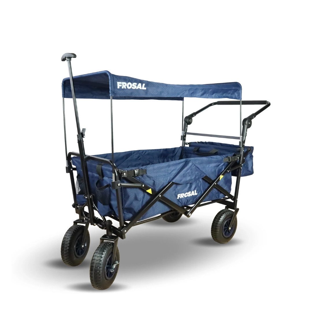 Frosal Bollerwagen Nick PRO faltbar mit Schiebegriff Dach & Bremse blau (1-tlg)