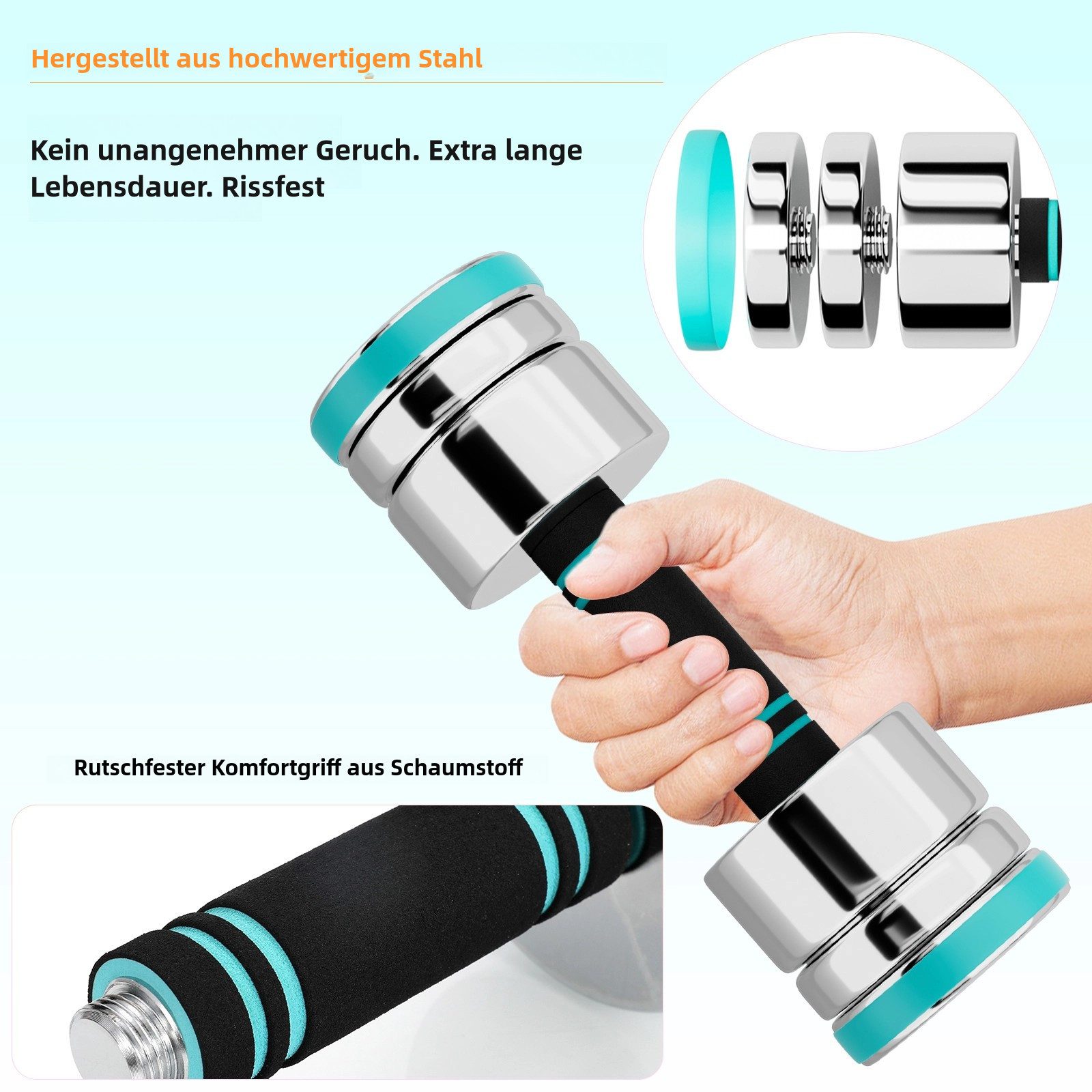 TLGREEN Hantel-Set Stahl Kurzhanteln, (Hantel 2er Set Ultrakompakte Einstellbare Hanteln, mit Schaumstoff-Griff - Fitness Hanteln für Zuhause) – Bild 5 von 5