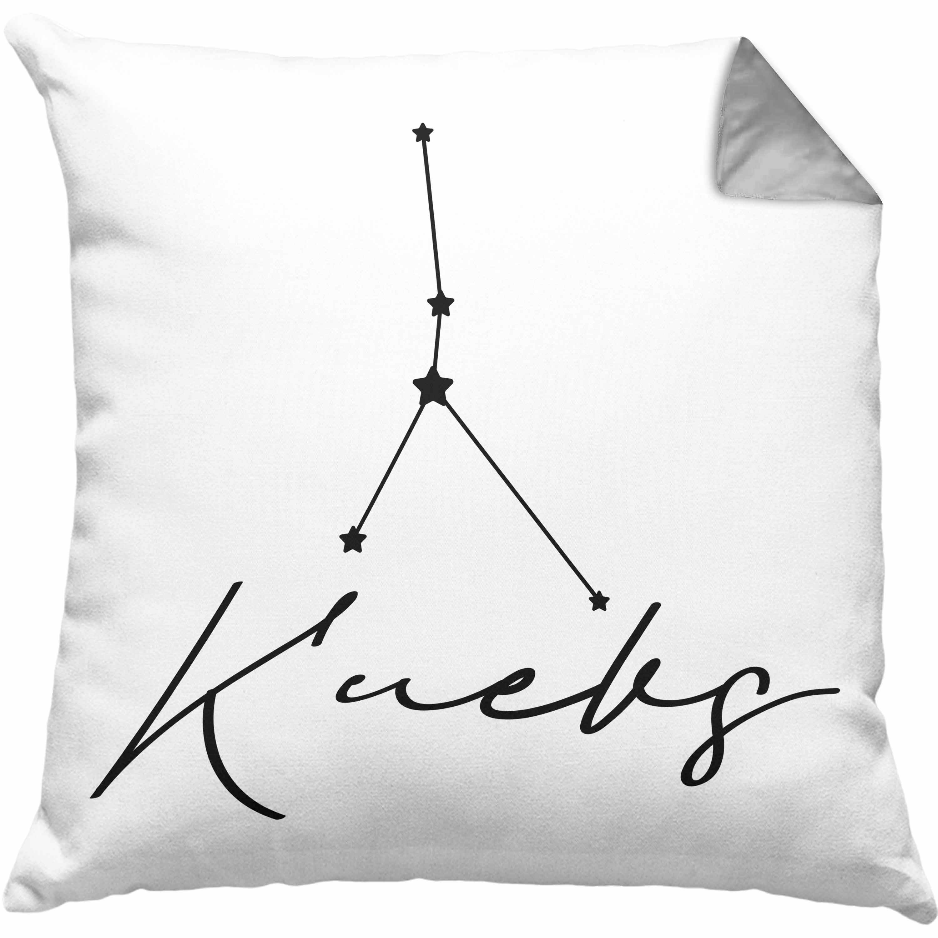 Trendation Dekokissen Krebs Sternzeichen Kissen mit Füllung 40x40 Geschenk Horoskop Tierkrei