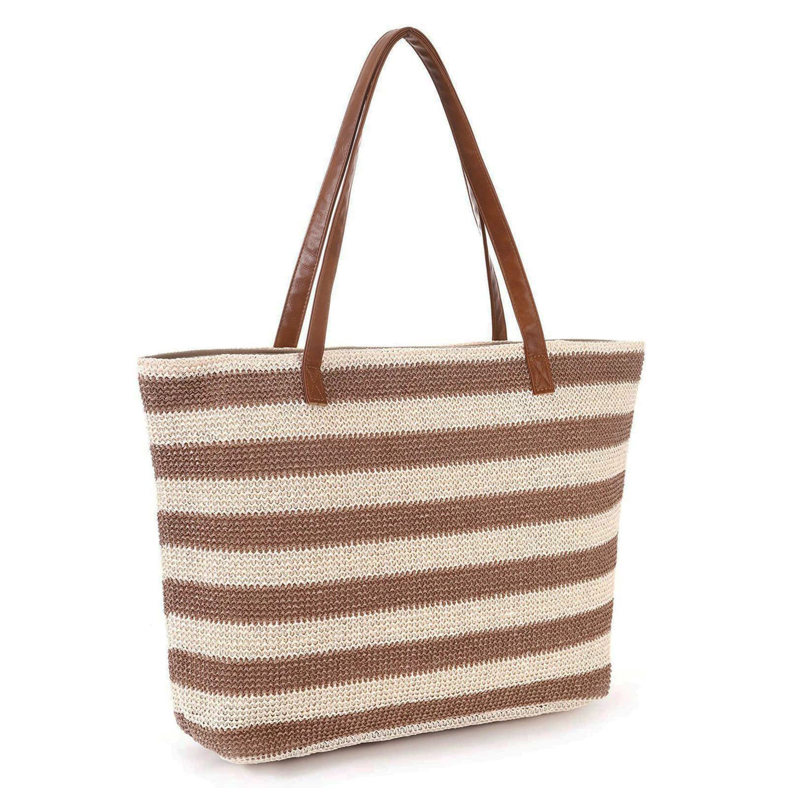 ZEUOPQ Strandtasche Damen-Strohstrandtasche Stroh Strandtasche Große günstig online kaufen