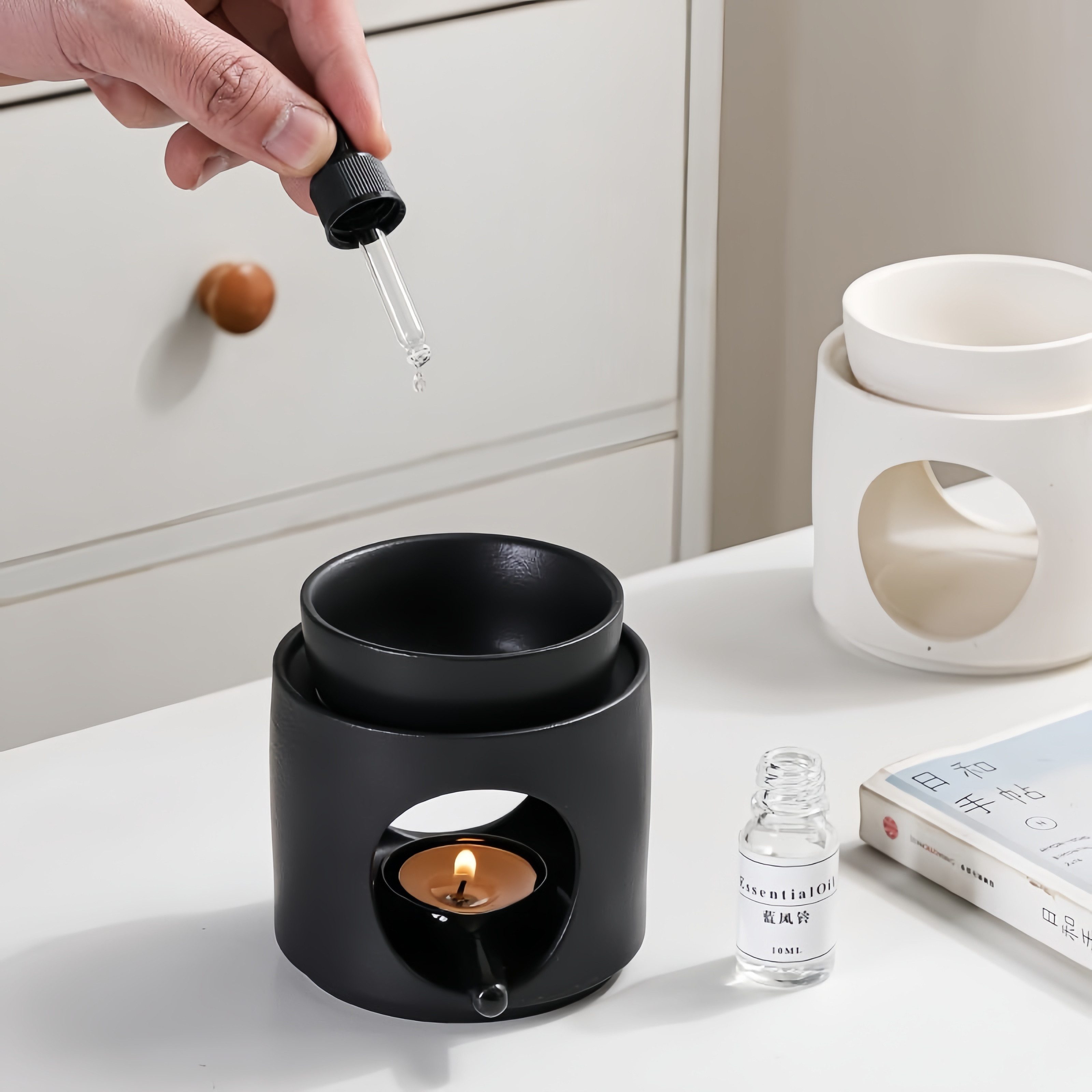 FOUORTUNATE-BEE Duftlampe Keramik Duftlampe in Matt-Schwarz, Aromalampe und günstig online kaufen