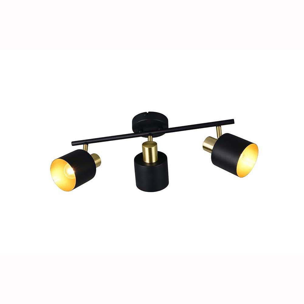 TRIO Leuchten Deckenleuchte, Leuchtmittel nicht inklusive, Deckenleuchte Deckenlampe Strahler Metall Schwarz-Gold verstellbar L