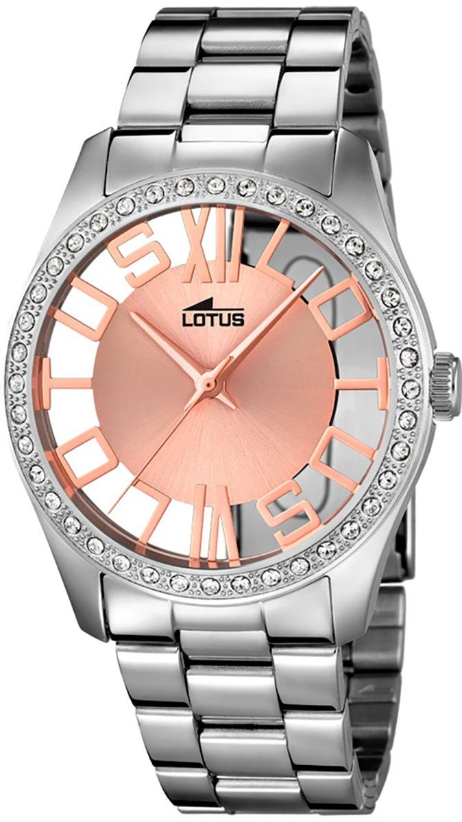Lotus Quarzuhr Lotus Damen Uhr Fashion L18126/1, Damen Armbanduhr rund, Edelstahlarmband silber