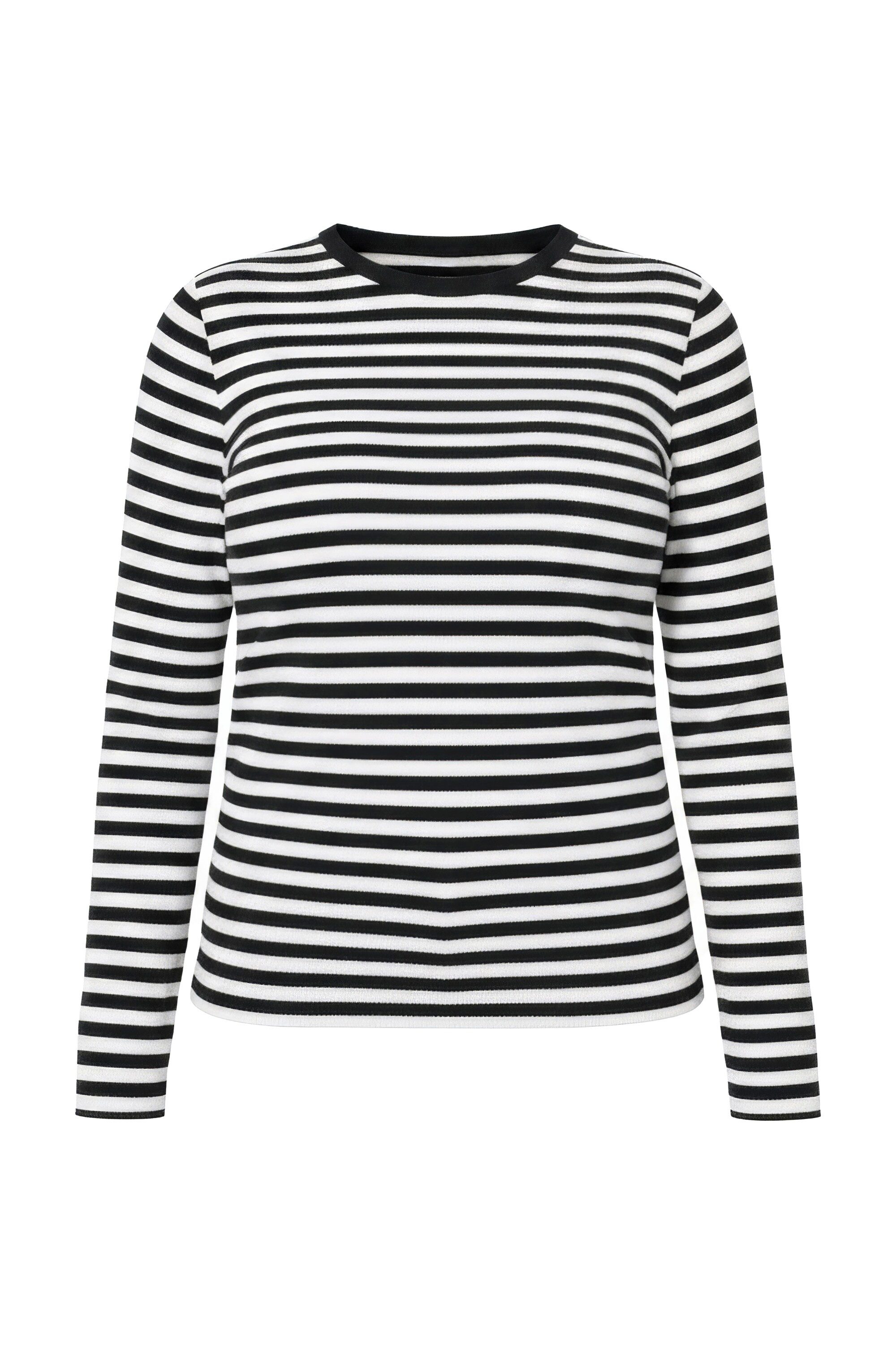 Studio Untold Longsleeve Shirt Slim Shape Ringel Rippjersey Langarm günstig online kaufen