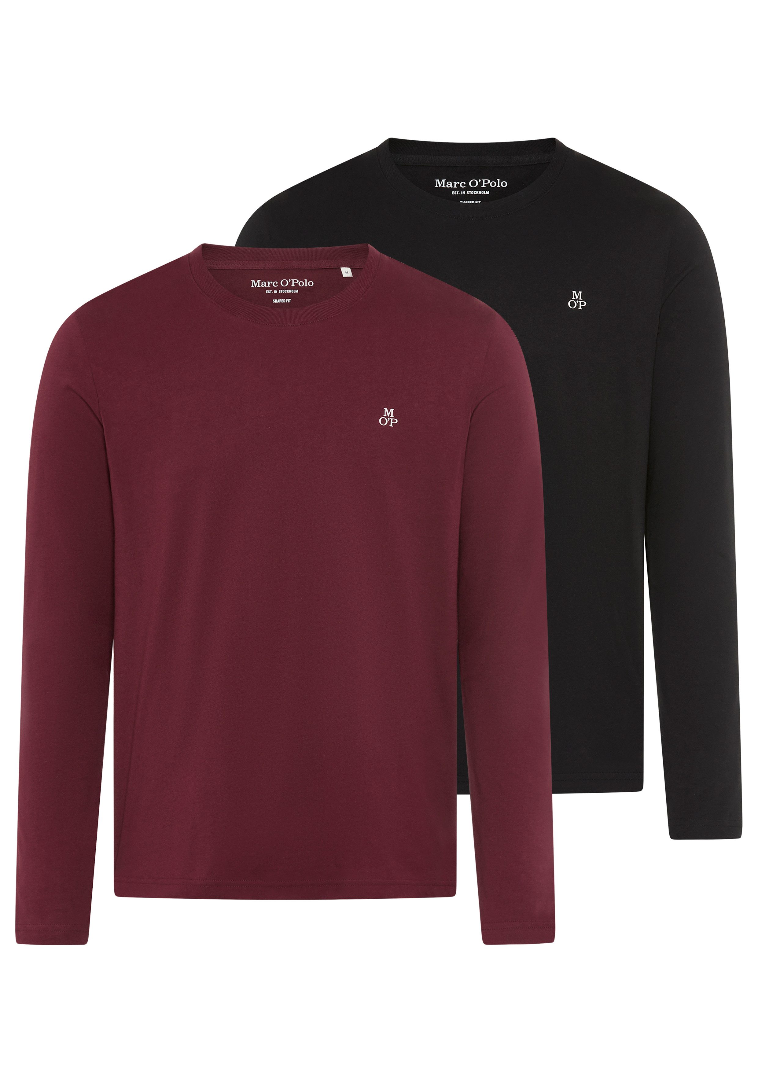 Marc O'Polo Longsleeve (Packung, 2-tlg) Rundhals, shaped fit, Jersey, basic