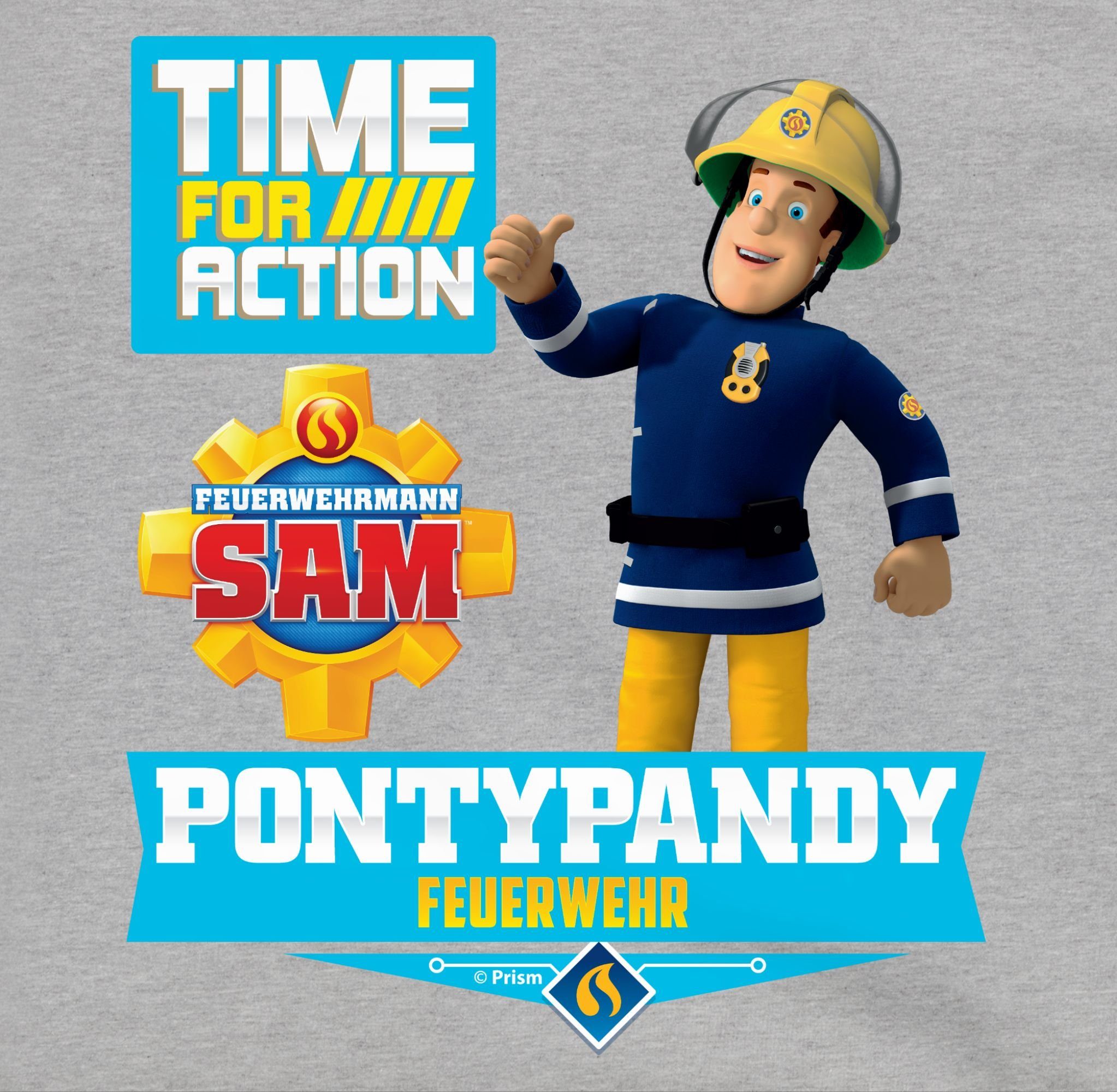 Jungen Time Sam 2 Sweatshirt Grau for Feuerwehr meliert Pontypandy Feuerwehrmann action - Shirtracer