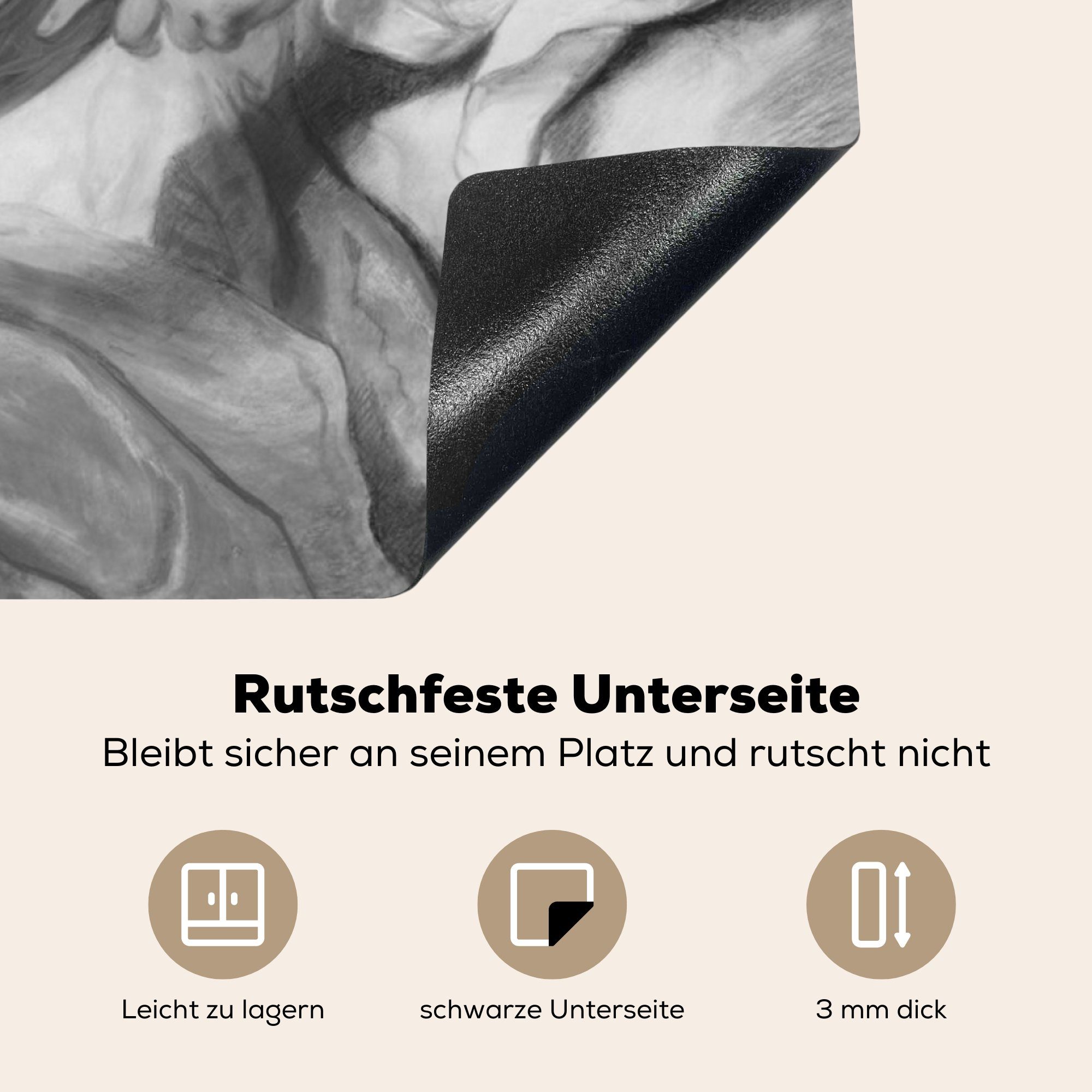 78x78 cm, Arbeitsplatte tlg), Amor Liederbuch und Troost, mit küche - (1 MuchoWow Vinyl, für Ceranfeldabdeckung, Cornelis einem Herdblende-/Abdeckplatte Dame