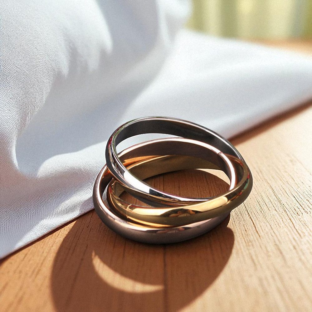 Taffstyle Fingerring Damenring vergoldet Tricolor Dreifach günstig online kaufen