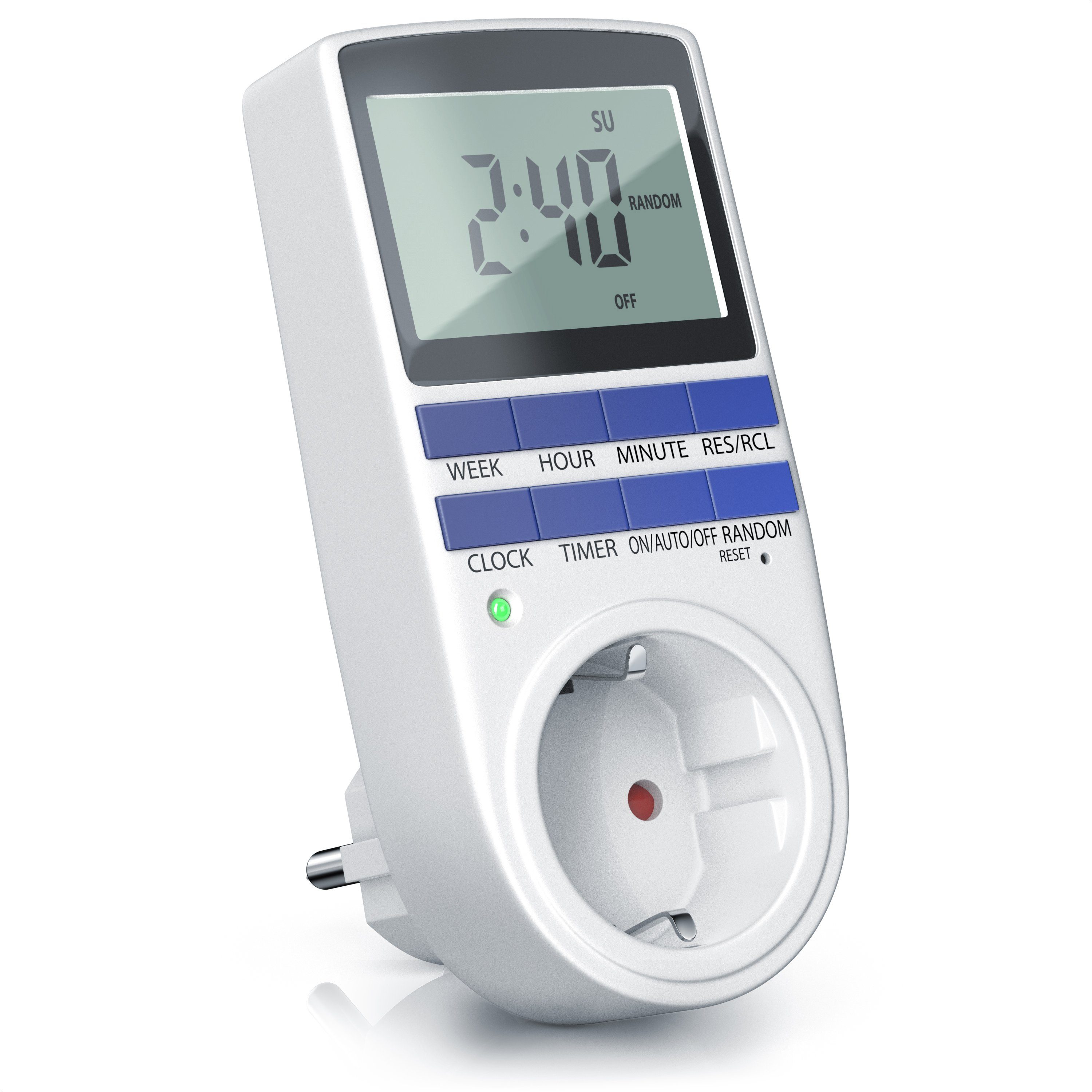 BEARWARE Zeitschaltuhr, digital, 2,1" LCD-Display, max. 3680W, 10 Programme, Zufallsschaltung