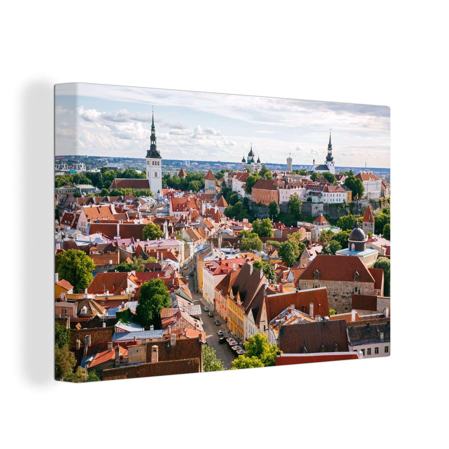OneMillionCanvasses® Leinwandbild Das Stadtzentrum von Hügel in Wanddeko, Tallinn Wandbild 30x20 von einem Aufhängefertig, St), Leinwandbilder, Estland, cm (1