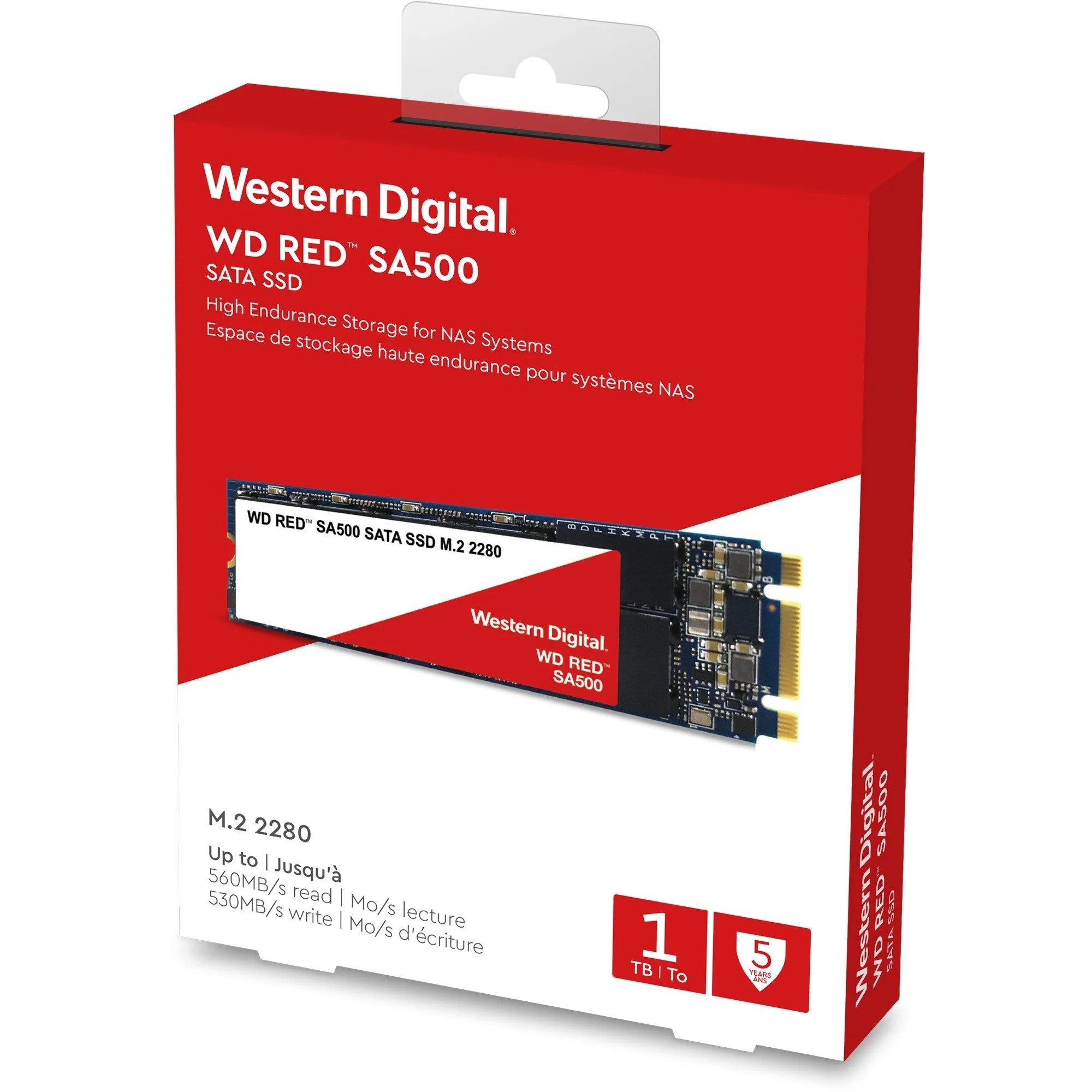 Western Digital WD RED SA500 1TB NAS SSD M.2 2280 1000GB interne SSD (1 TB) M.2" 560 MB/S Lesegeschwindigkeit, 530 MB/S Schreibgeschwindigkeit, NAS-optimiert, 3D NAND, 24/7-Betrieb, hohe TBW-Ausdauer