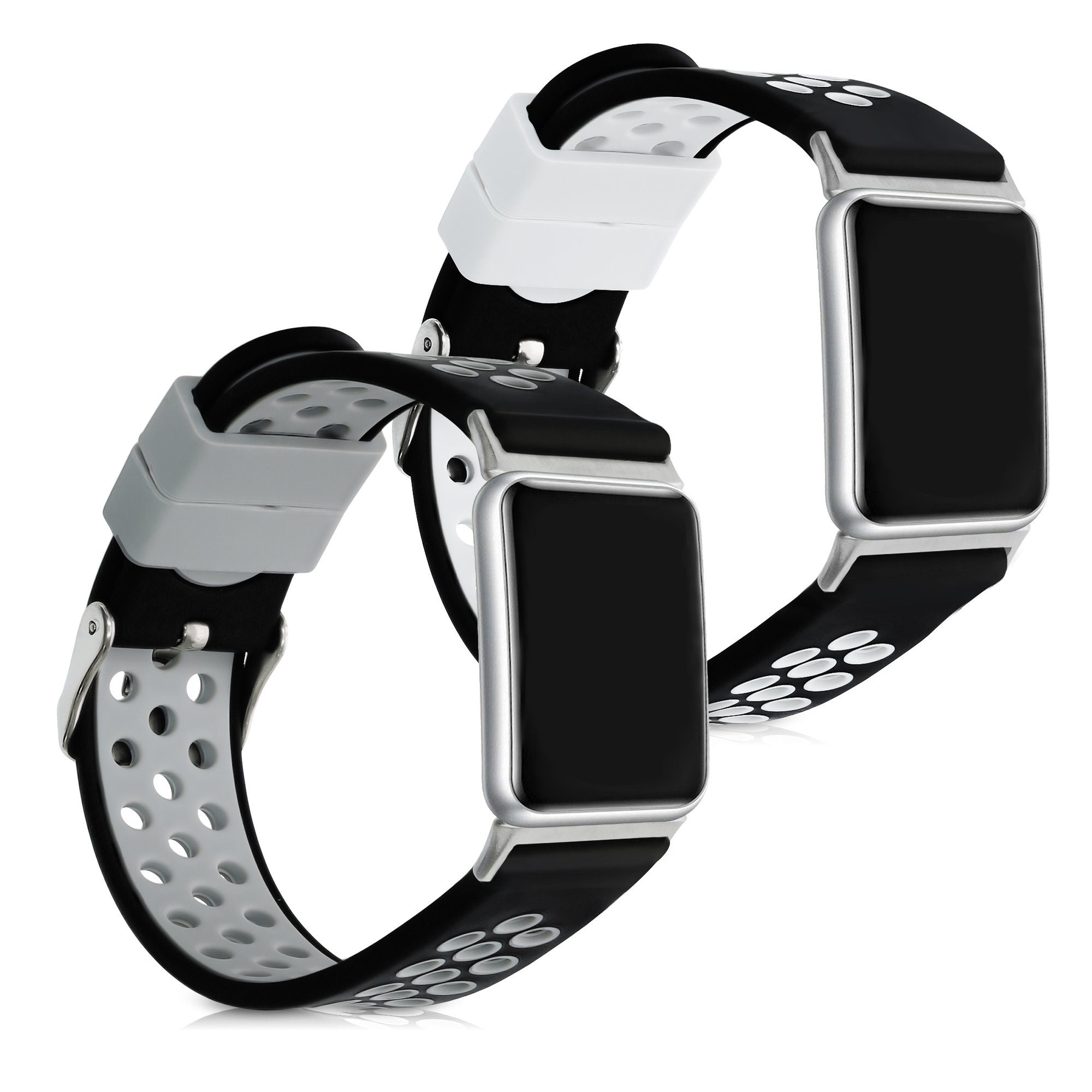 kwmobile Uhrenarmband 2x Sportarmband für Huawei Watch Fit, Armband TPU Silikon Set Fitnesstracker Schwarz