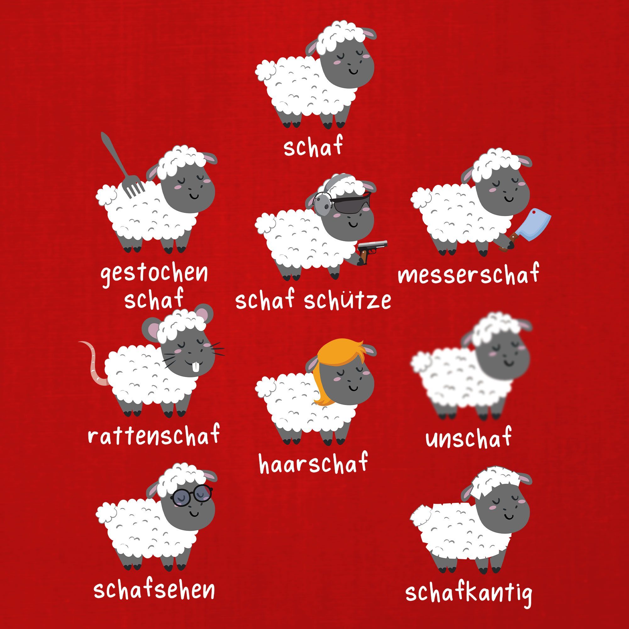 Herren Rot Schafe Kurzarmshirt Quattro Lustiger Statement Spruch Formatee Wortspiel Schafherde- T-Shirt (1-tlg)