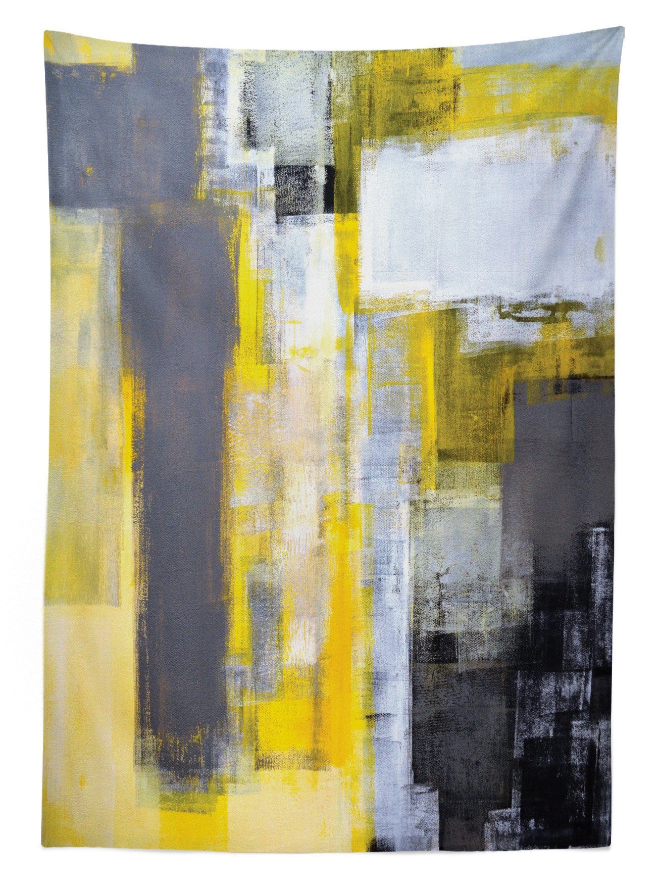 Abakuhaus Tischdecke Farbfest Für Farben, Bereich Gemälde Waschbar Klare Grau geeignet Abstraktes den und Außen Gelb