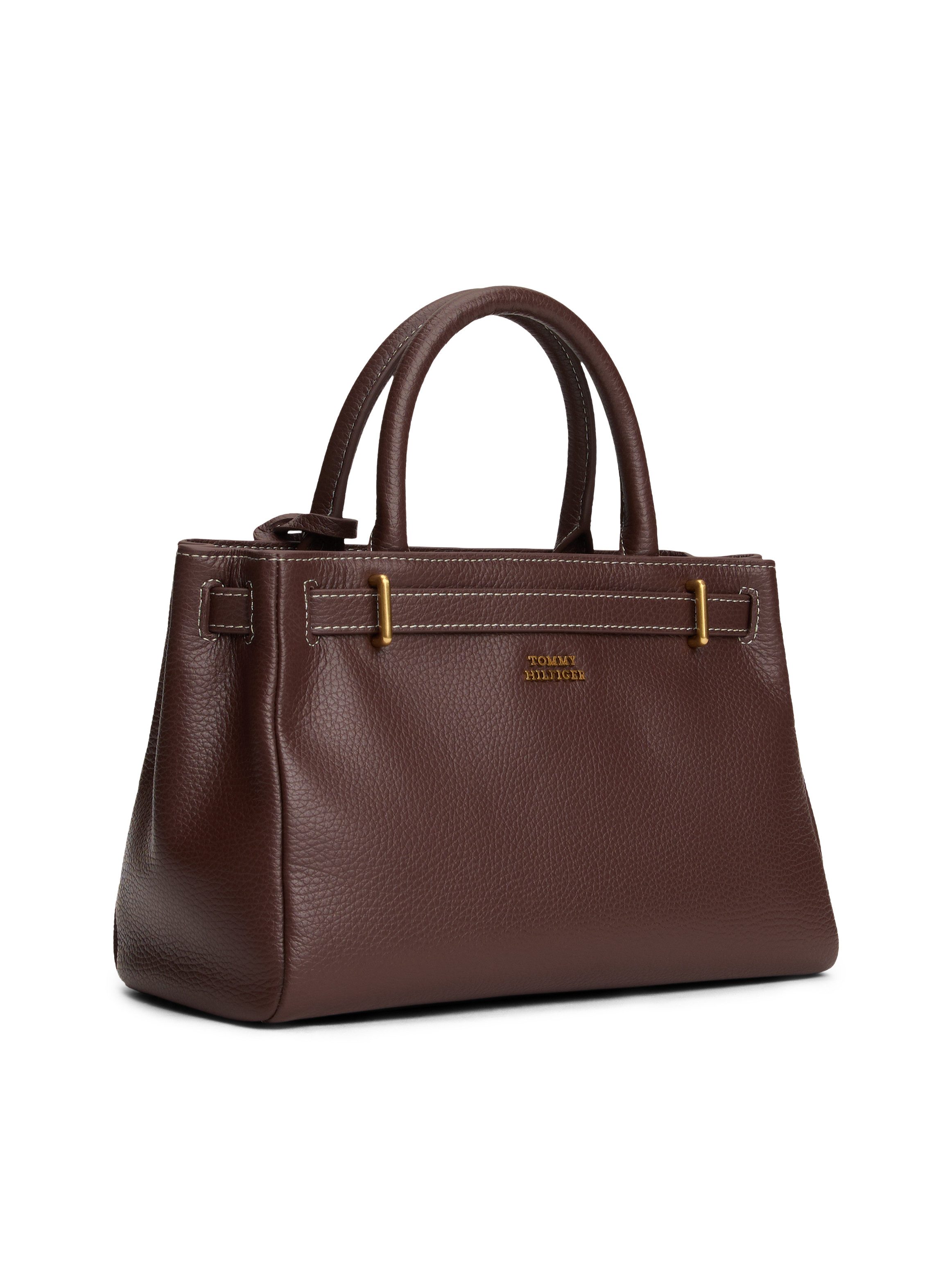 Tommy Hilfiger Henkeltasche AMERICAN ICON MINI TOTE LEATHER, Damen Tragetasche, Businessbag mit Zierriegel und Schloss