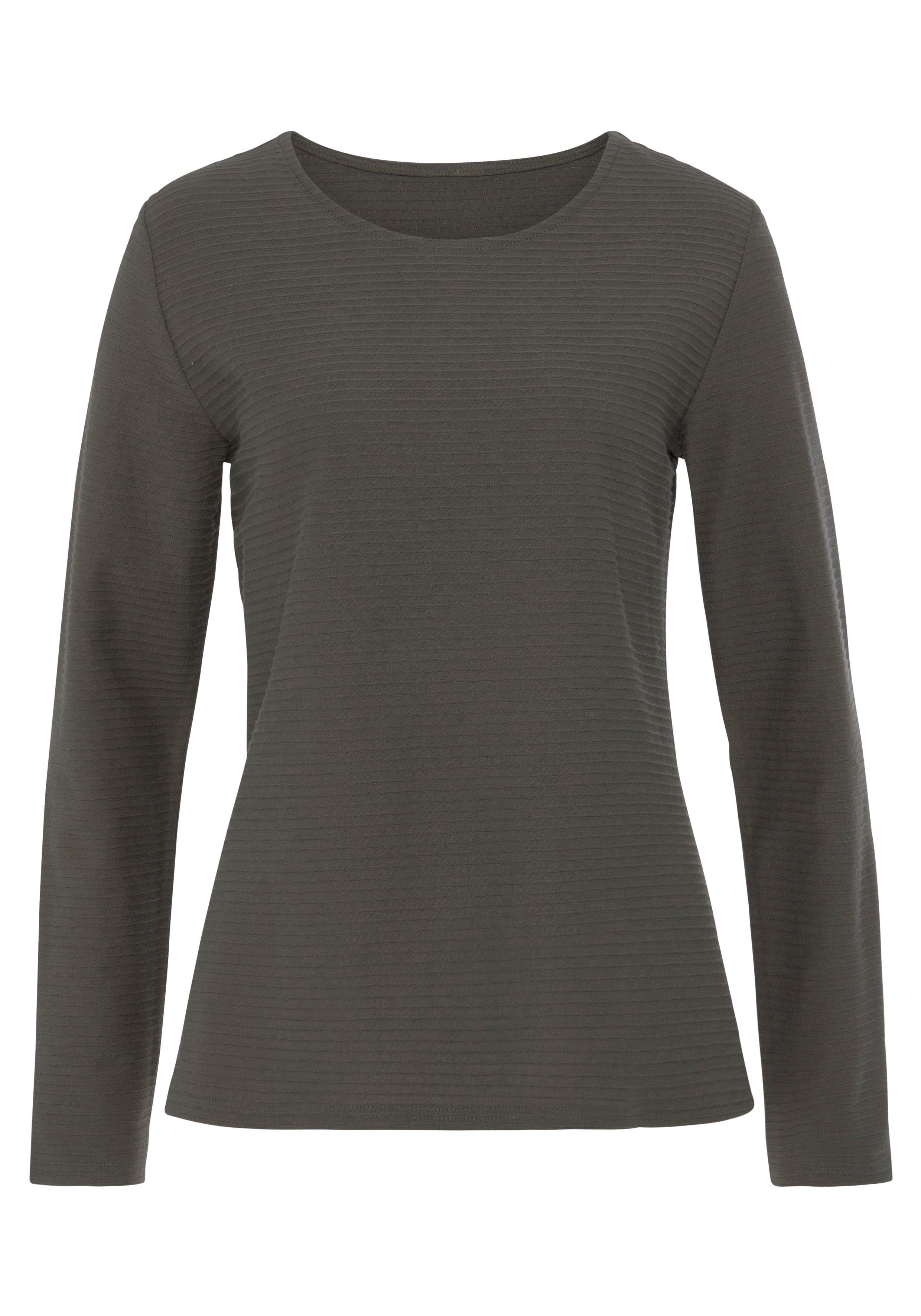 LASCANA Langarmshirt mit Streifenstruktur aus weicher günstig online kaufen