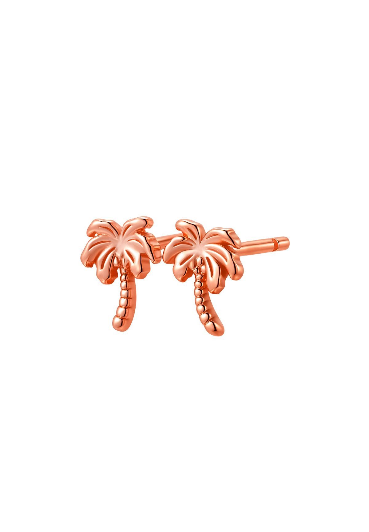 Hey Happiness Paar Ohrstecker Palmen, Sommer-Ohrringe, Schlichte Ohrstecker Damen 925 Sterlingsilber, 18k vergoldet